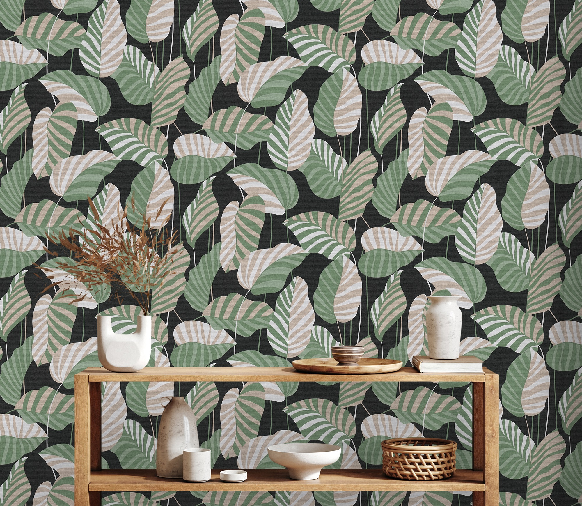 A.S. Création Vliestapete »Antigua Tapete mit Blättern«, matt-gemustert-neutral, Florale Tapete Pflanzen Blätter Tapeten Wohnzimmer Schlafzimmer Küche