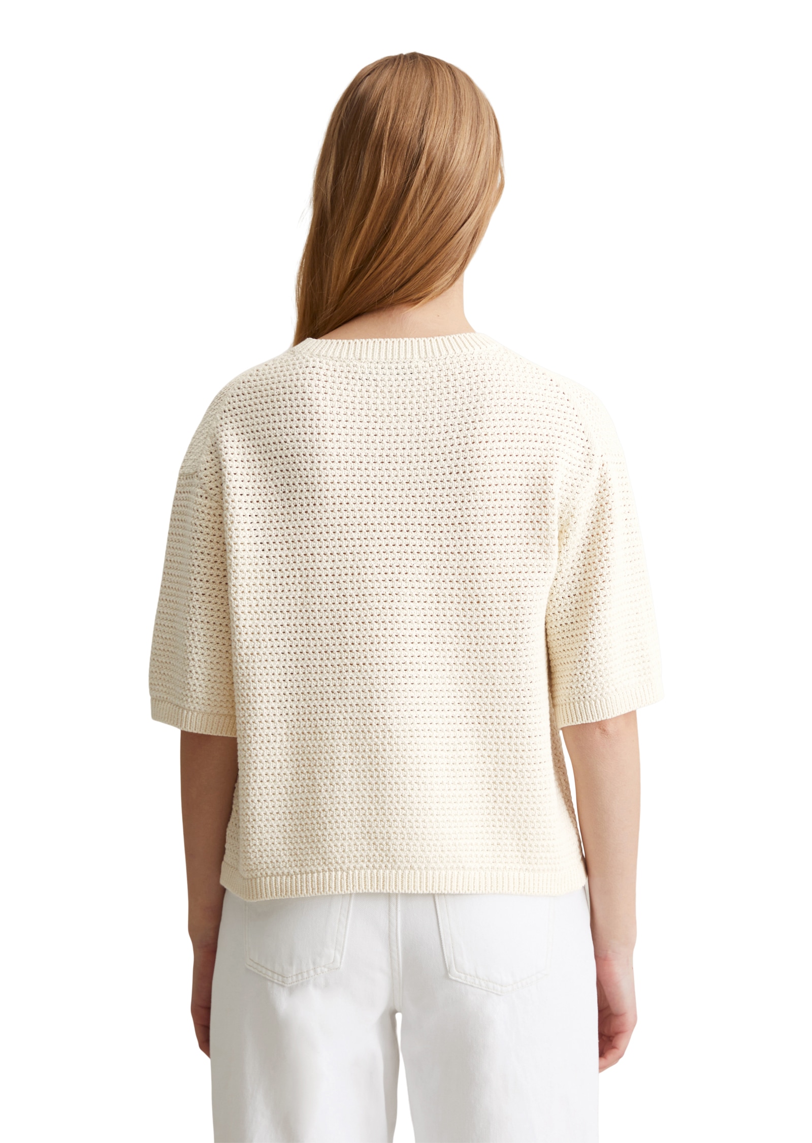 Marc O'Polo DENIM Strickpullover, In Häkel-Optik gestrickt, cropped