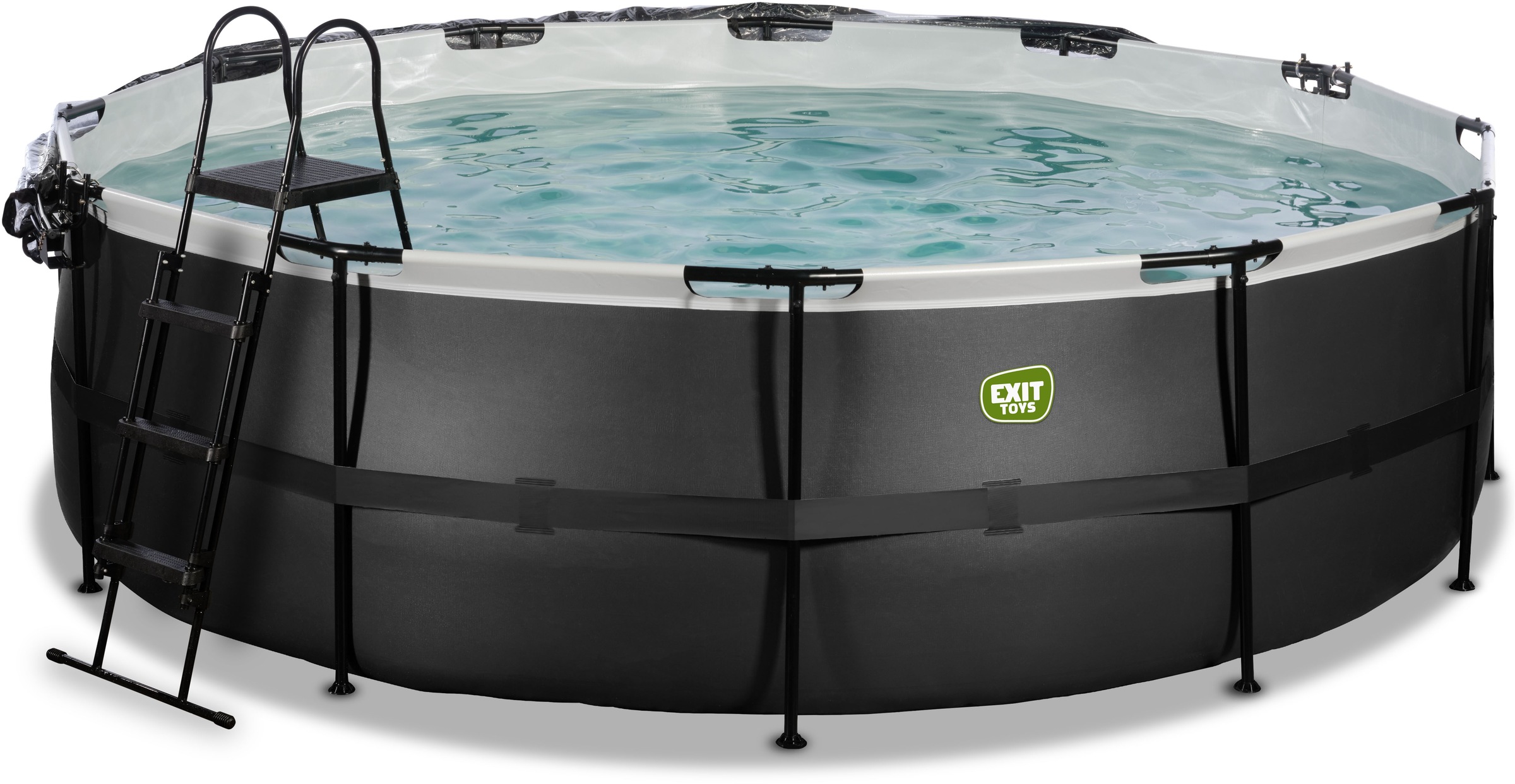 EXIT Framepool »»Black Leather Pool««, (Set), mit Sandfilterpumpe und Abdeckung und Zubehörset - schwarz