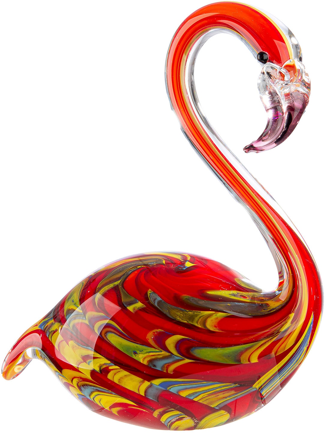 Casablanca by Gilde Tierfigur "Figur Vogel Flamingo mehrfarbig H. 17 cm" Handgearbeitetes Glas, mehrfarbig, Wohnzimmer