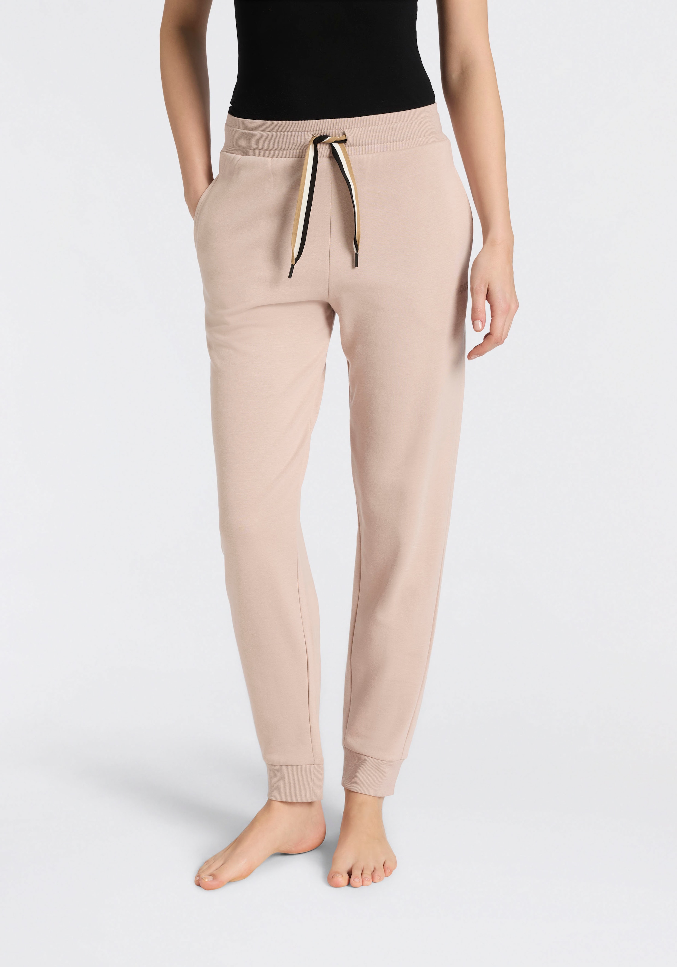 BOSS Relaxhose "CP Stripe Pants Cuff" mit kontrastfarbener Kordel günstig online kaufen