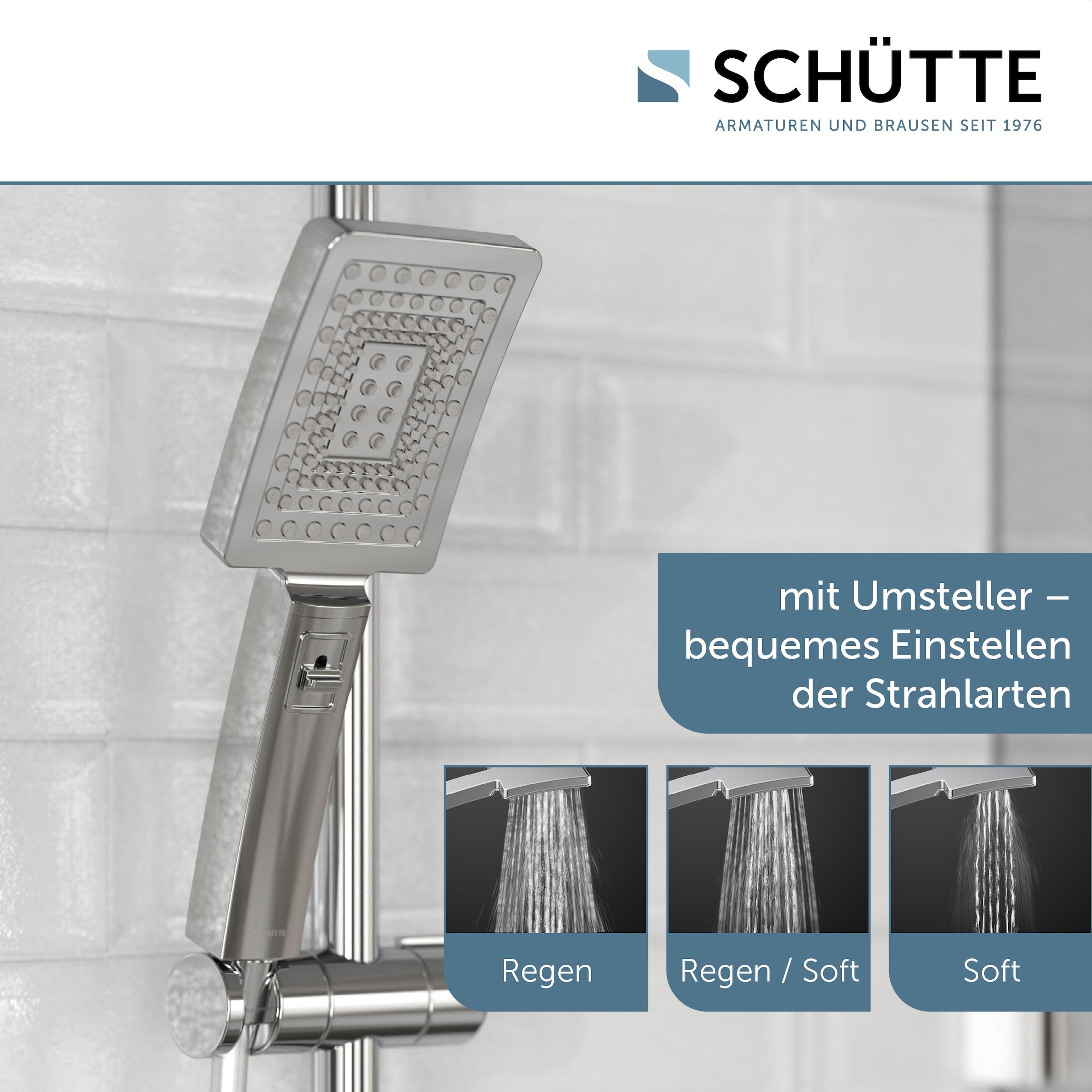 Schütte Duschbrause »TRENTO«, (Set), mit Thermostatarmatur, 3-fach verstellbar, Antikalk-Noppen