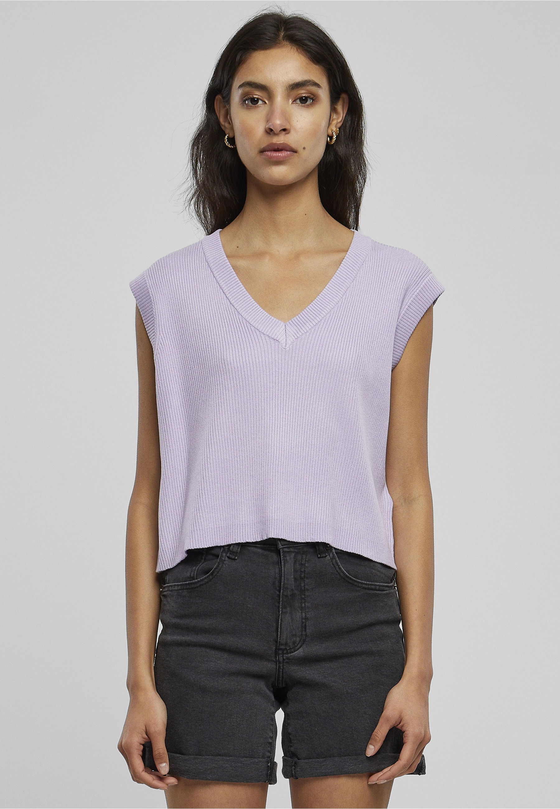 URBAN CLASSICS Rundhalspullover »Urban Classics Damen Ladies Short Knittd Slip On« 1 Stk.