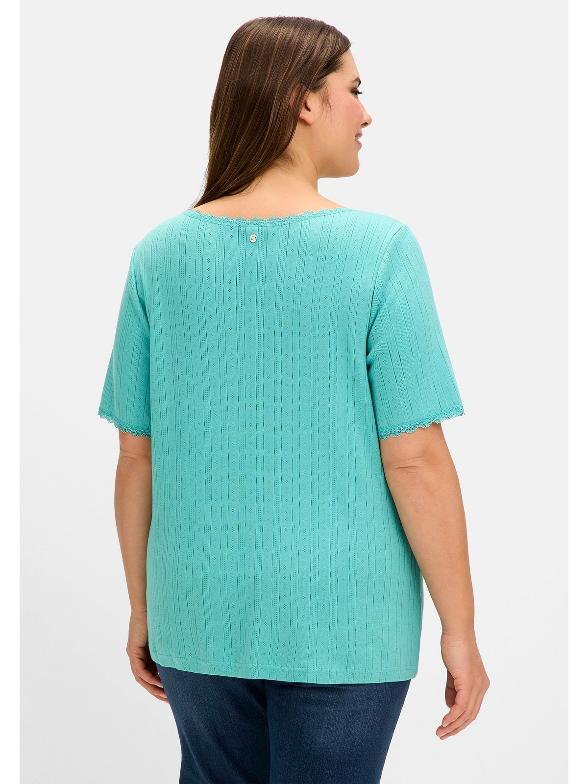 Sheego T-Shirt »Große Größen«, mit Ajourmuster und Spitzendetails
