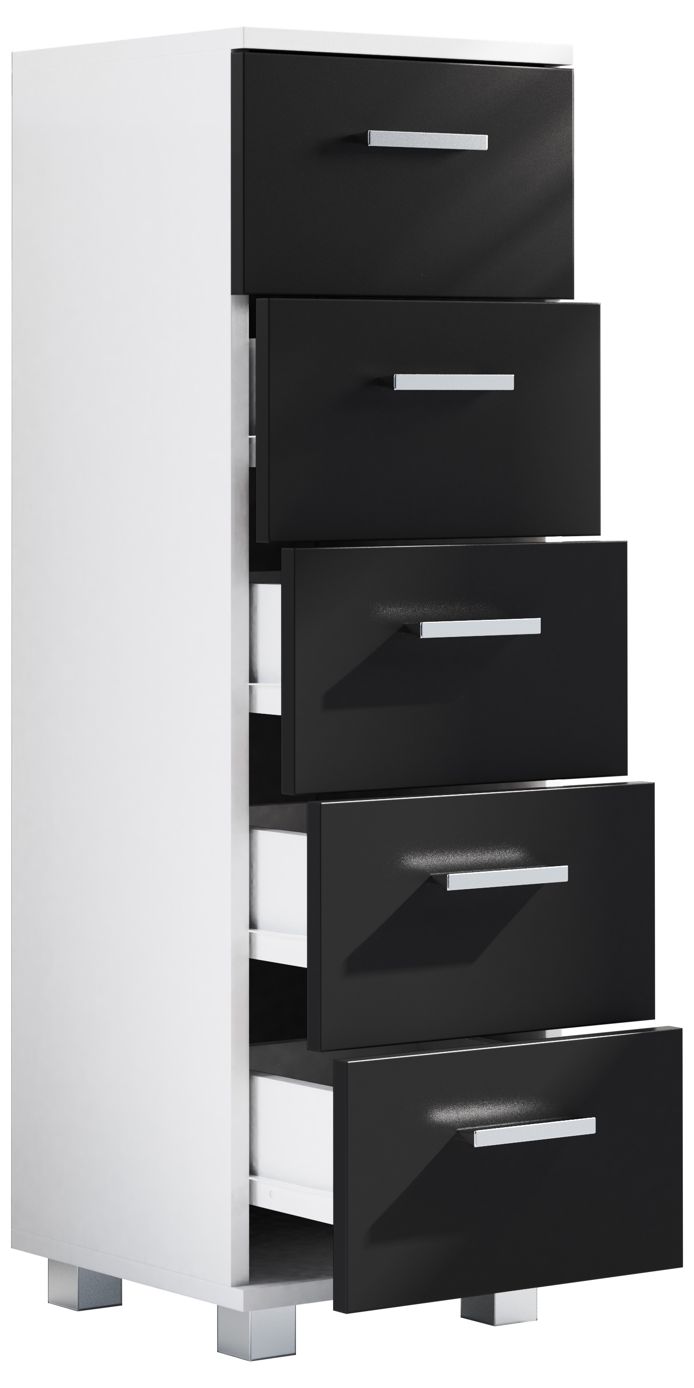 VCM Hochschrank »VCM Holz Midischrank | Badschrank | Maße: H. 90 x B. 30 x T. 30 cm | Kommode | 5 Schubladen - Zalo M«, (1 St.)
