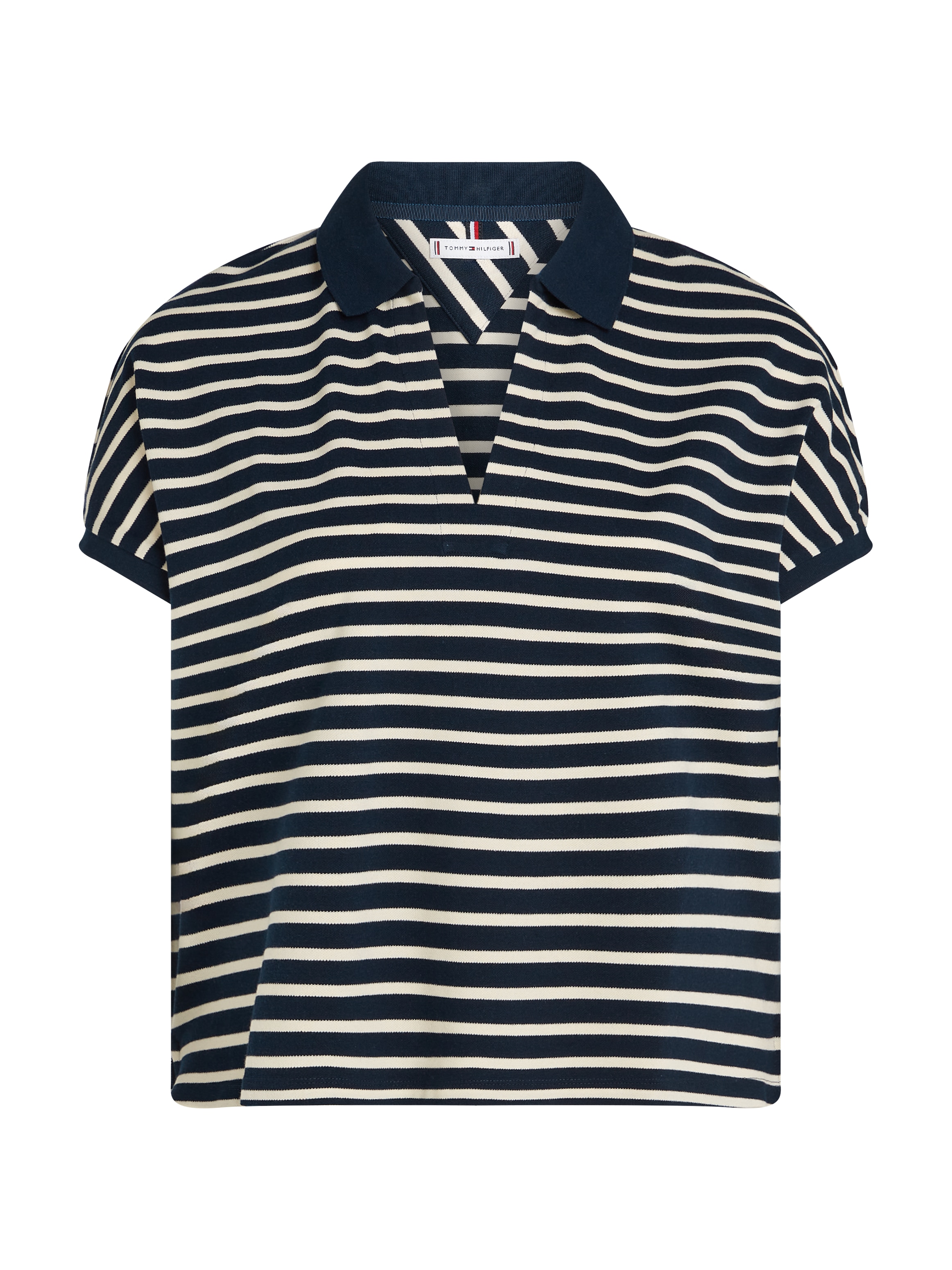 Tommy Hilfiger Curve Poloshirt »CRV LYOCELL OPEN-NK POLO SS«, in Großen Größen, Polokragen, Streifenmuster