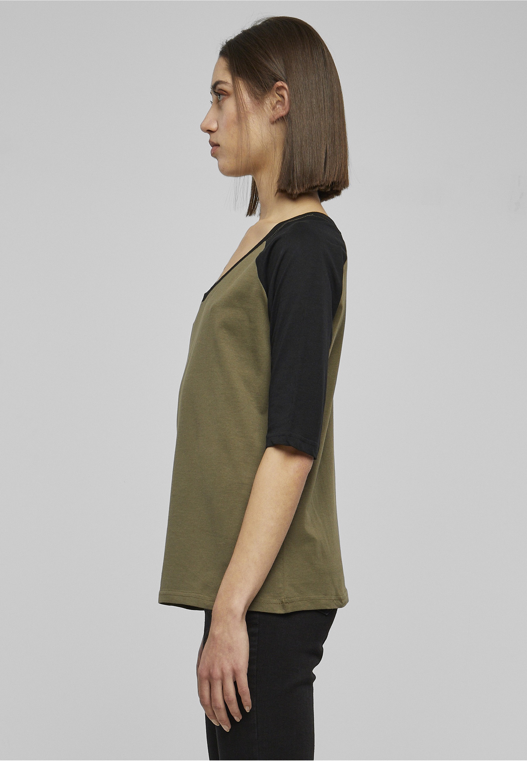 URBAN CLASSICS Kurzarmshirt »Urban Classics Damen Ladies 3/4 Contrast Raglan Tee« 1 Stk.