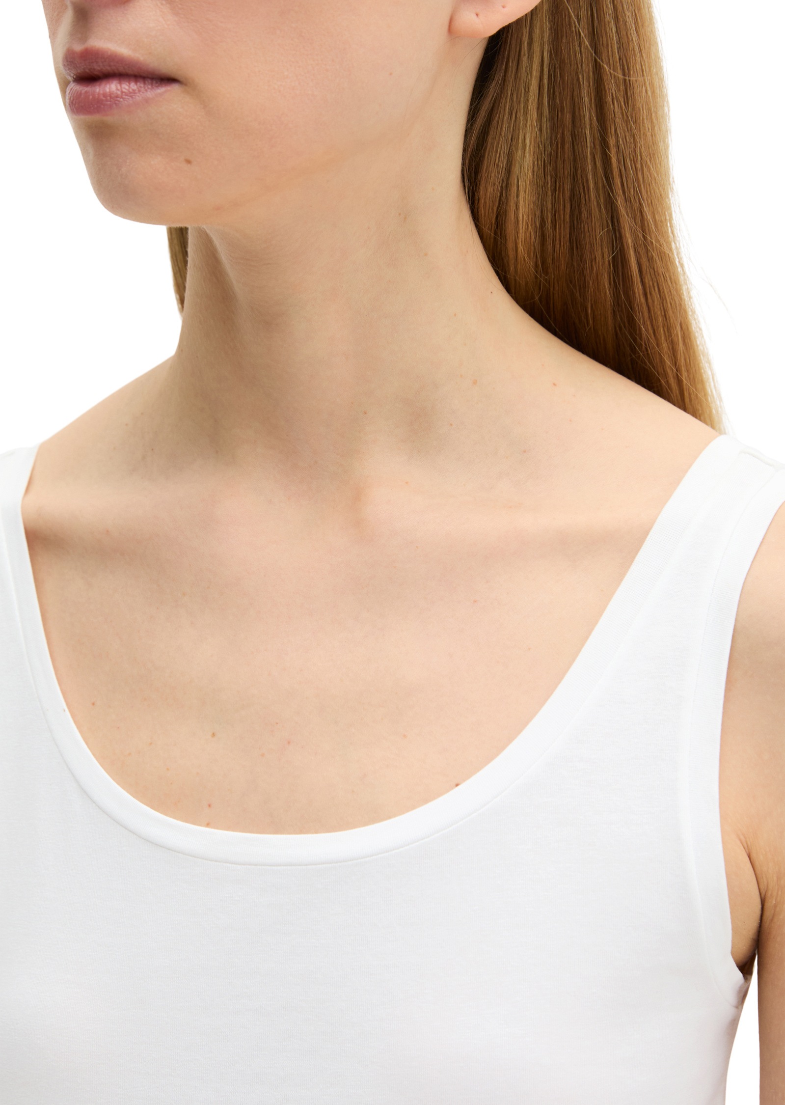 T-Shirt MARC O'POLO "aus Stretch Single Jersey", Damen, Gr. XL, weiß, Obermaterial: 96% Baumwolle, 4% Elasthan, unifarben, Basic, tiefer Rundhals, Shirts T-Shirt 8