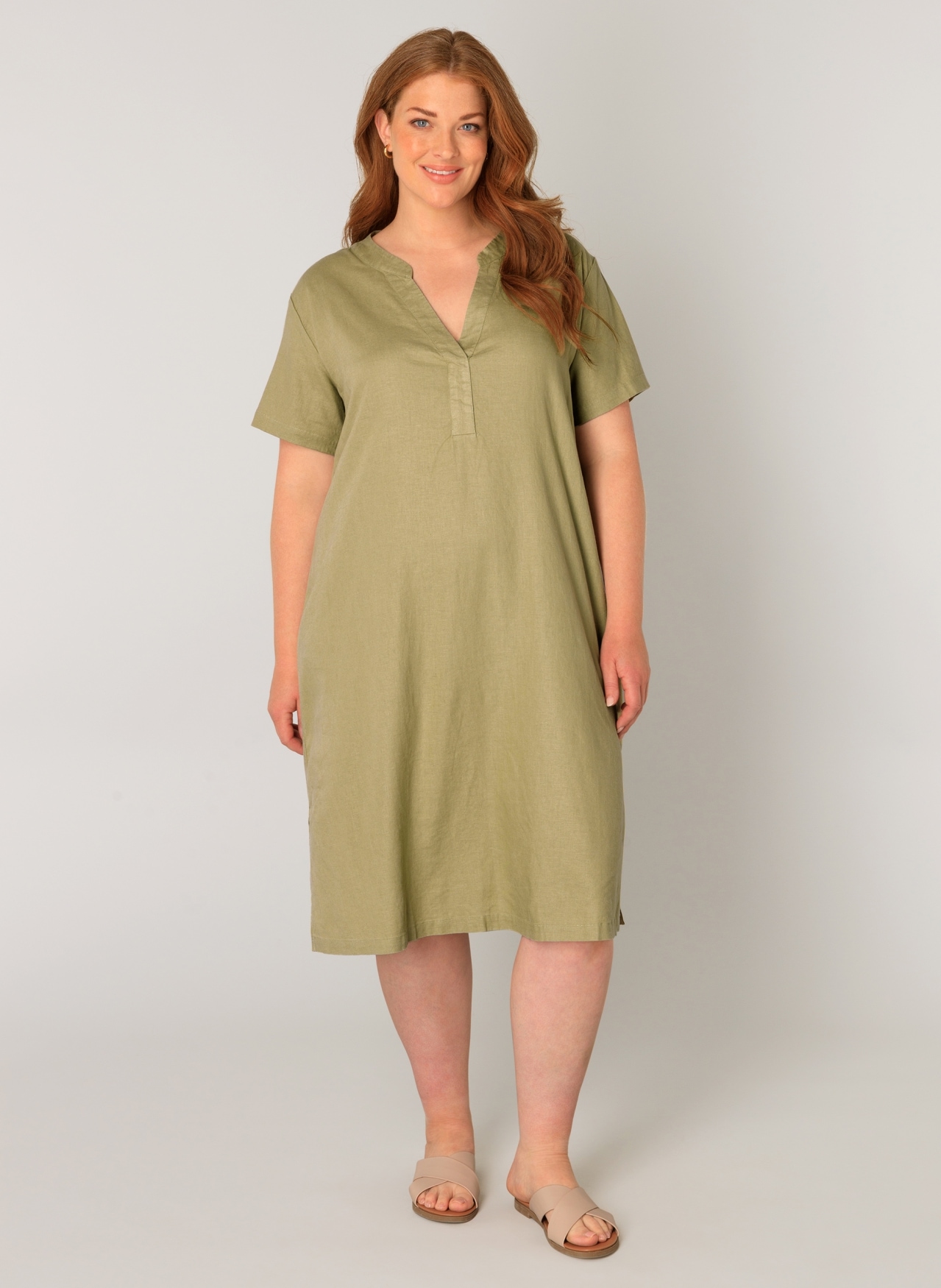 Base Level Curvy Tunikakleid "Yacinthe", Sommerkleid mit Leinen günstig online kaufen