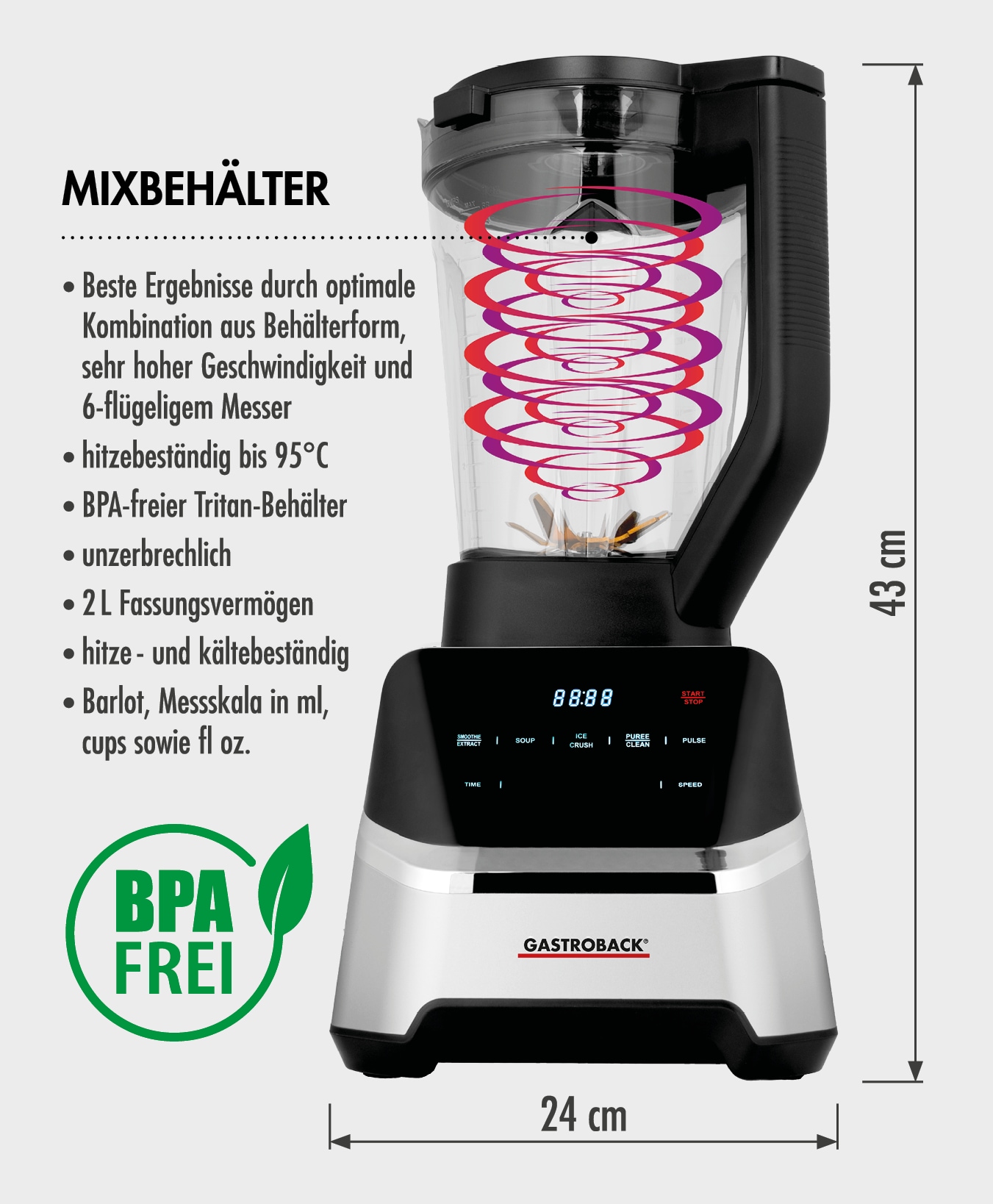 Gastroback Standmixer »40987«, 2000 W, Design Multi-Power Mix & Soup