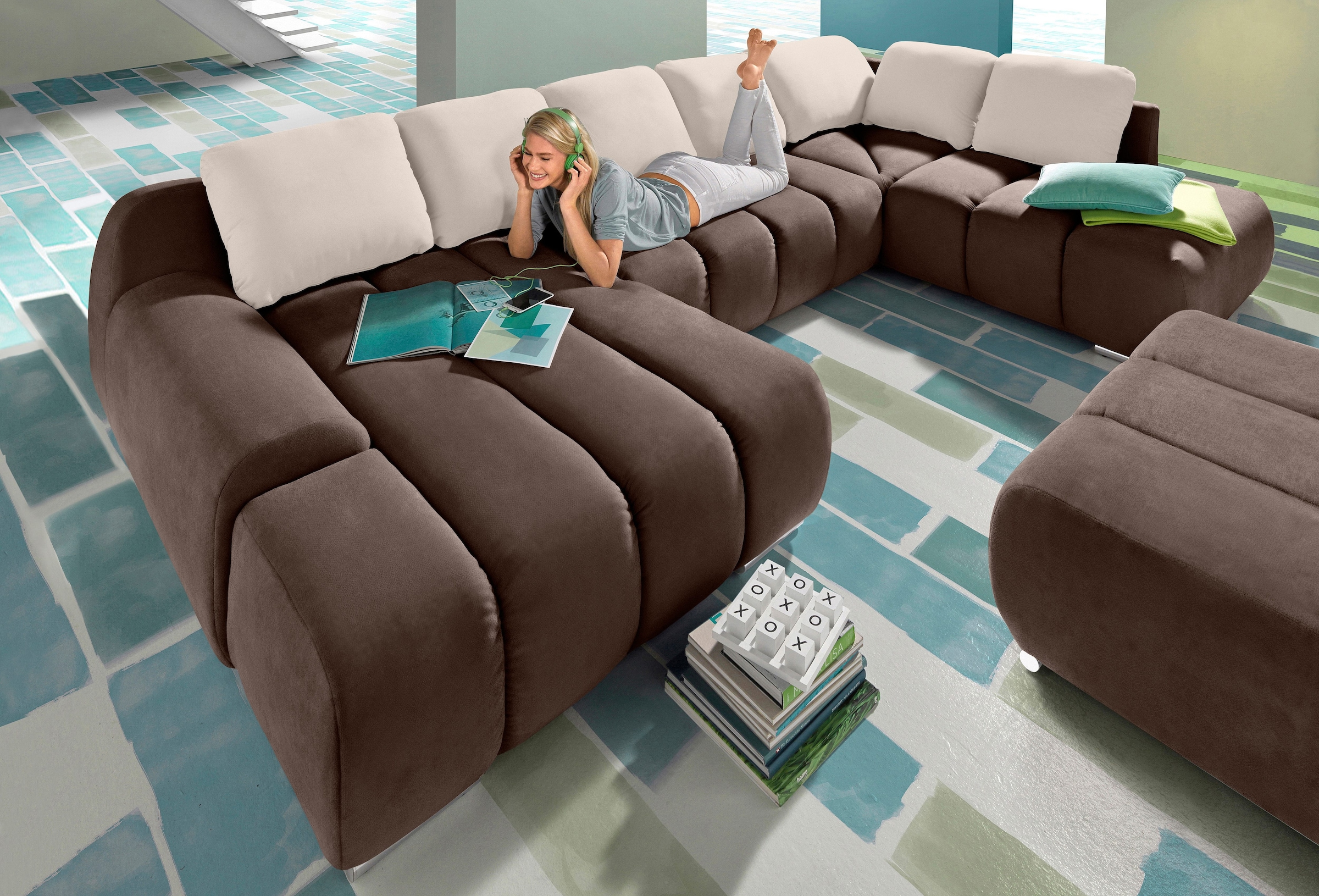 Home affaire Wohnlandschaft "Bono U-Form" wahlweise mit Bettfunktion günstig online kaufen