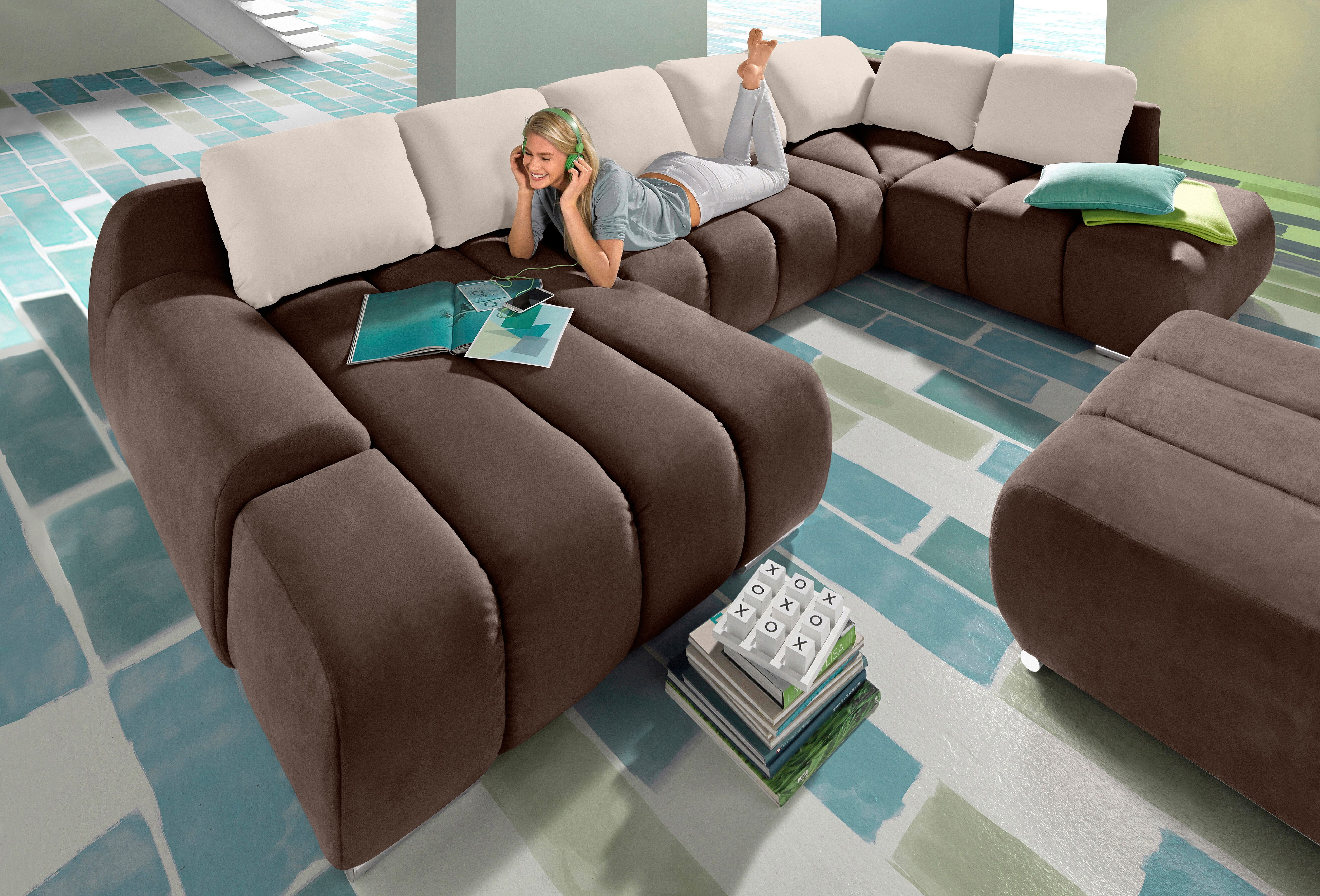 OTTO home Wohnlandschaft "Bono U-Form" wahlweise mit Schlaffunktion