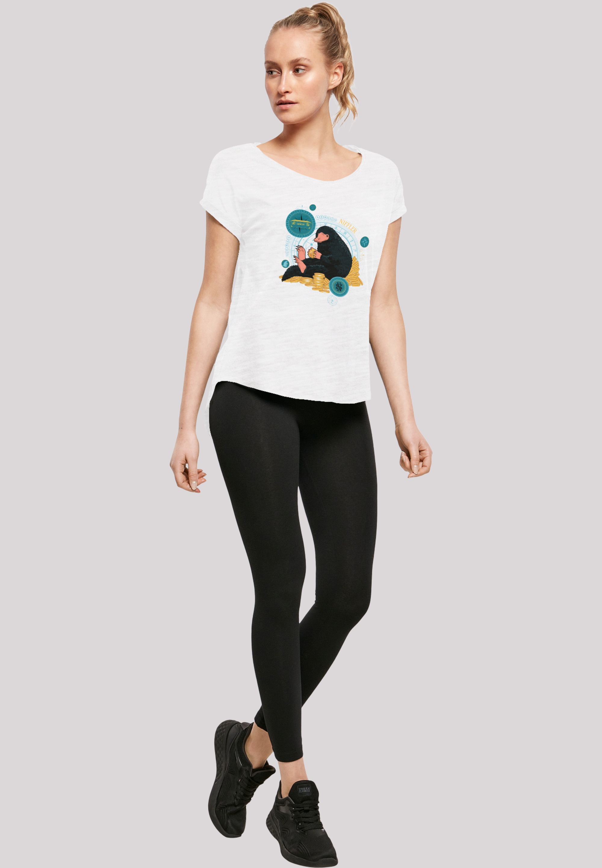 F4NT4STIC T-Shirt »Phantastische Tierwesen Sitting Niffler«, Damen,Premium Merch,Lang,Longshirt,Bedruckt