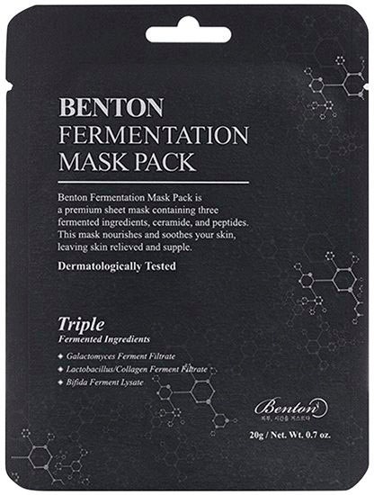 BENTON Tuchmaske "Fermentation Mask Pack", transparent, Hautpflegemittel, Verlangsamt die Faltenentstehung, Haut bleibt strahlend und frisch.