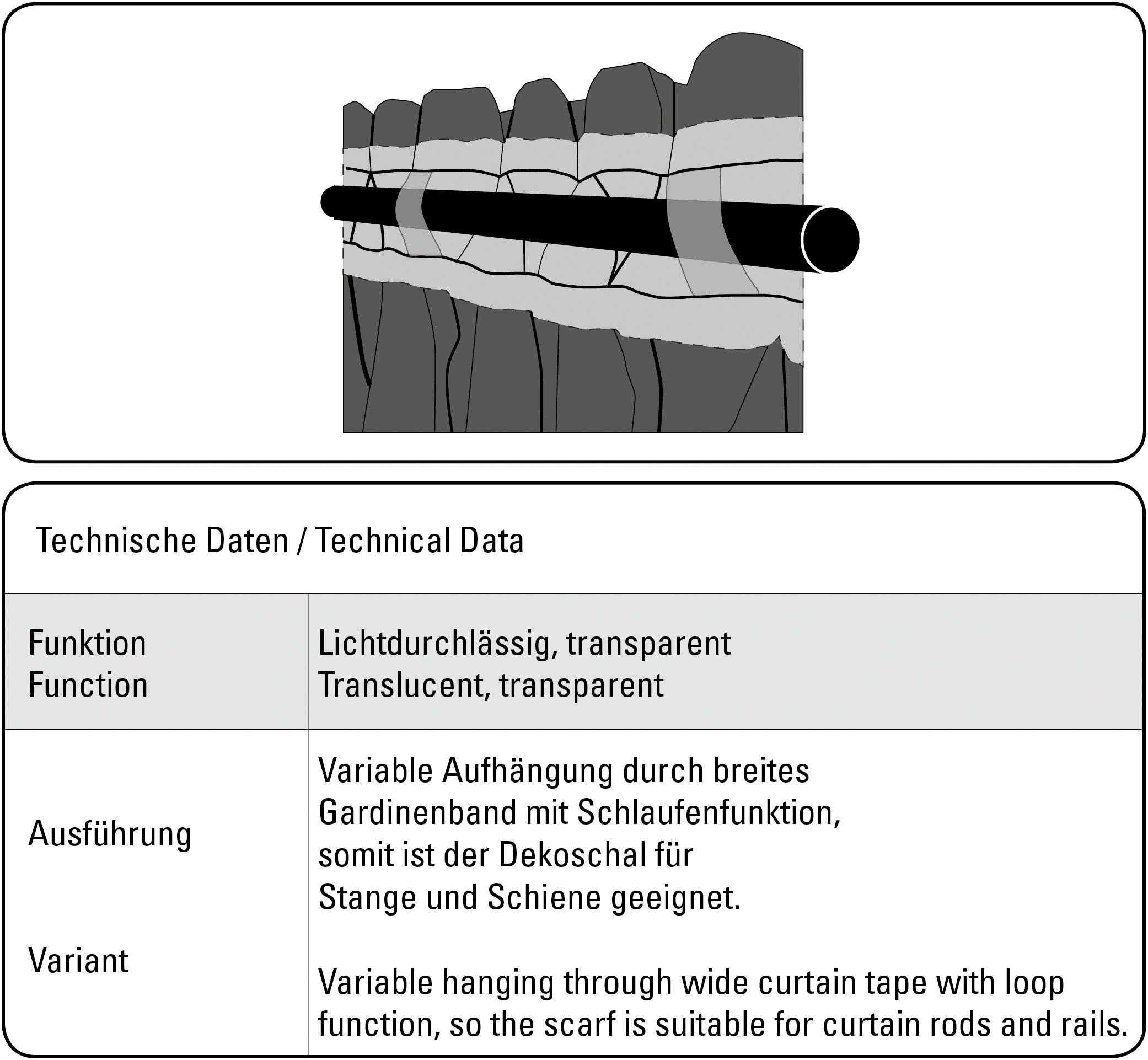 Gardine »Schal Jacquard-Voile Webmuster«, (1 St.), mit Gardinenband und verdeckten Schlaufen