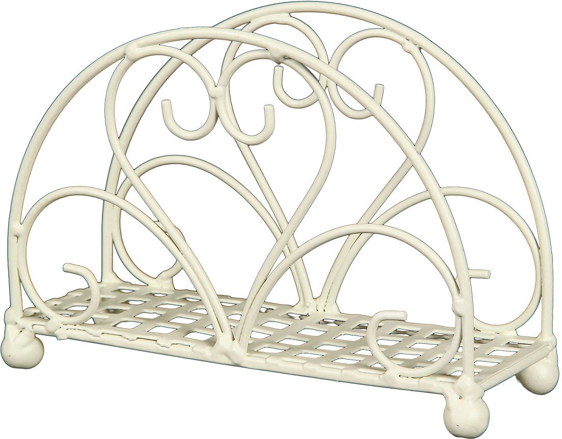 Küchenrollenhalter AMBIENTE HAUS, B:14cm H:11cm T:6cm, weiß, Eisen, Küchenrollenhalter, "Serviettenhalter aus Eisen in Antikweiß"