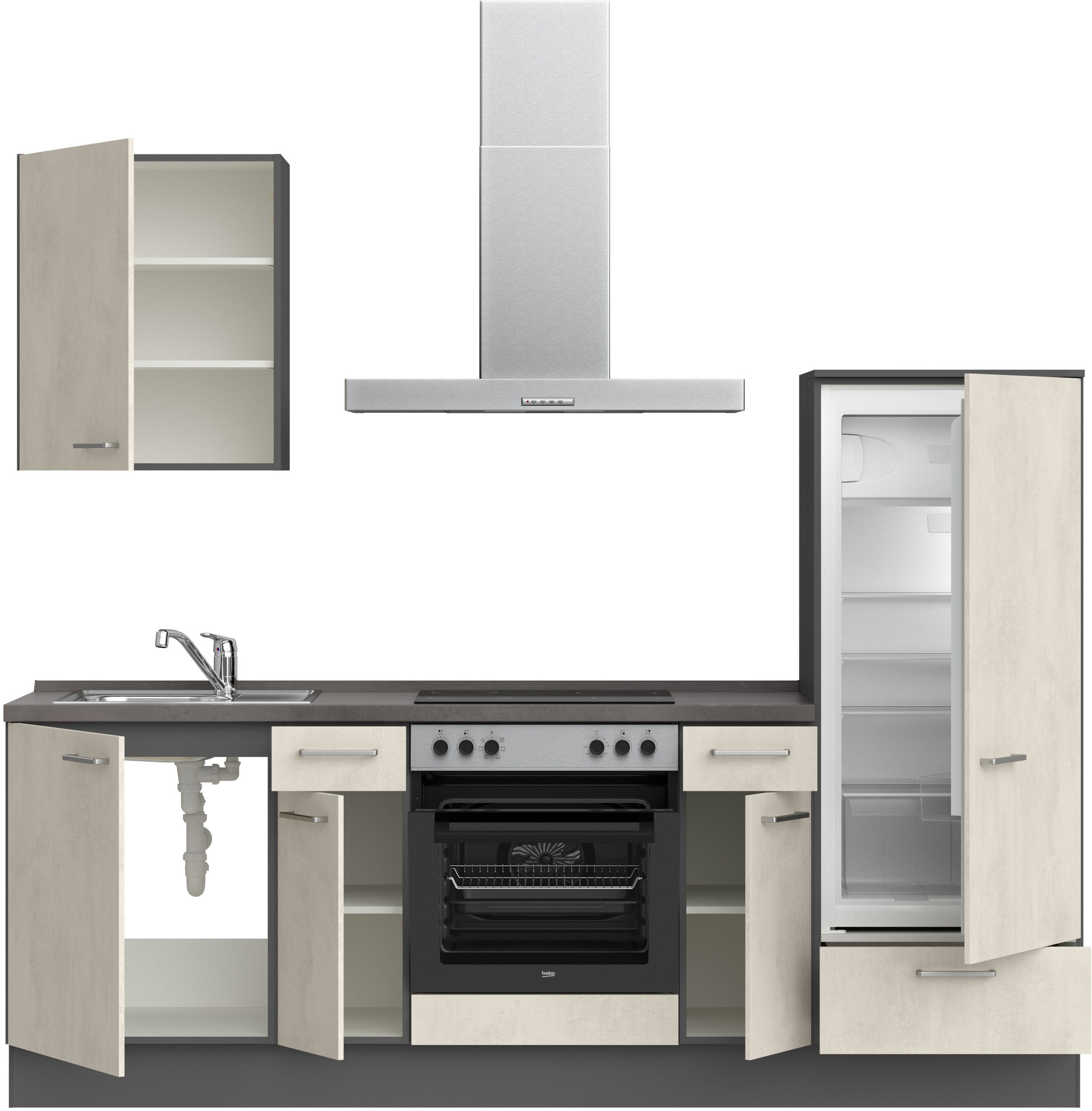 nobilia® Küchenzeile »"Riva I"«, vormontiert, Ausrichtung wählbar, Breite 240 cm, wahlw. mit E-Geräten