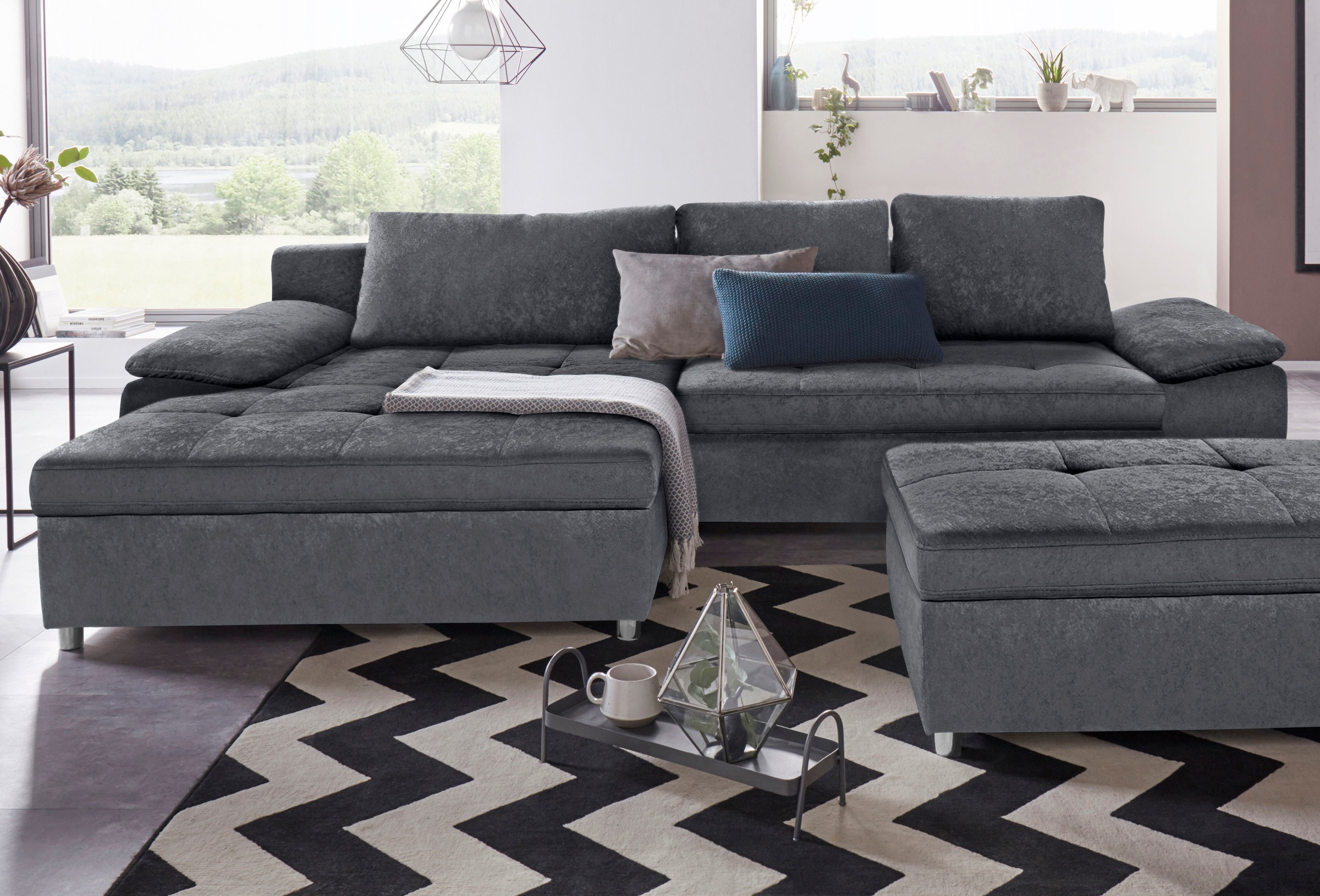 OTTO home Ecksofa "Labene, L-Form, B: 270/290 cm, Bettfunktion & Bettkasten wählbar" wahlweise mit Schlaffunktion und Bettkasten, auch als XXL-Variante