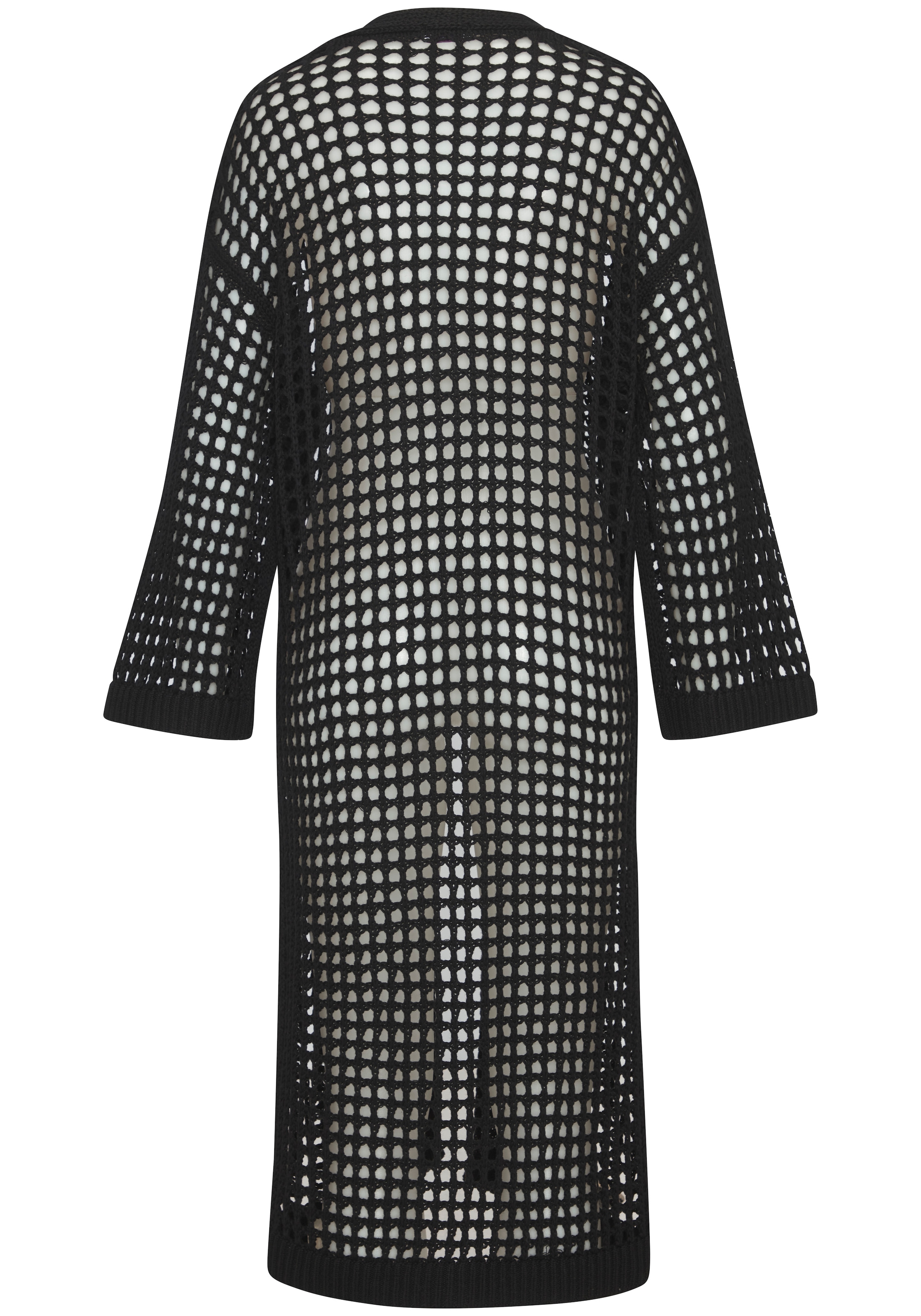 LASCANA Longstrickjacke ohne Ausschnitt, Rippstrickbündchen, figurumspielende Passform