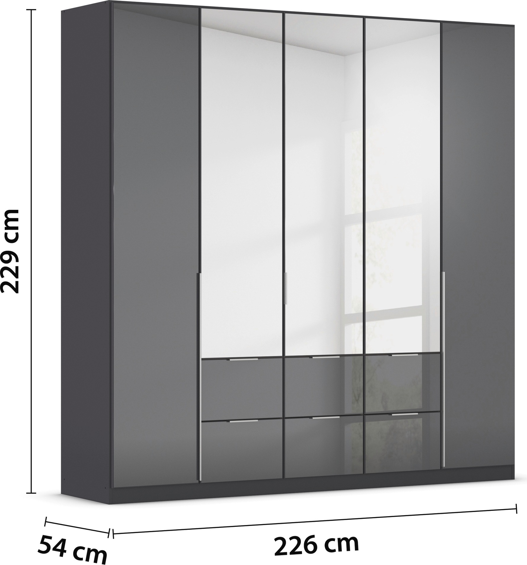 rauch Drehtürenschrank »Kleiderschrank Kleiderschränke Schrank Garderobe AGORDO mit Glasfront«, mit Außenschubkästen, in 6 Breiten und 2 Höhen MADE IN GERMANY