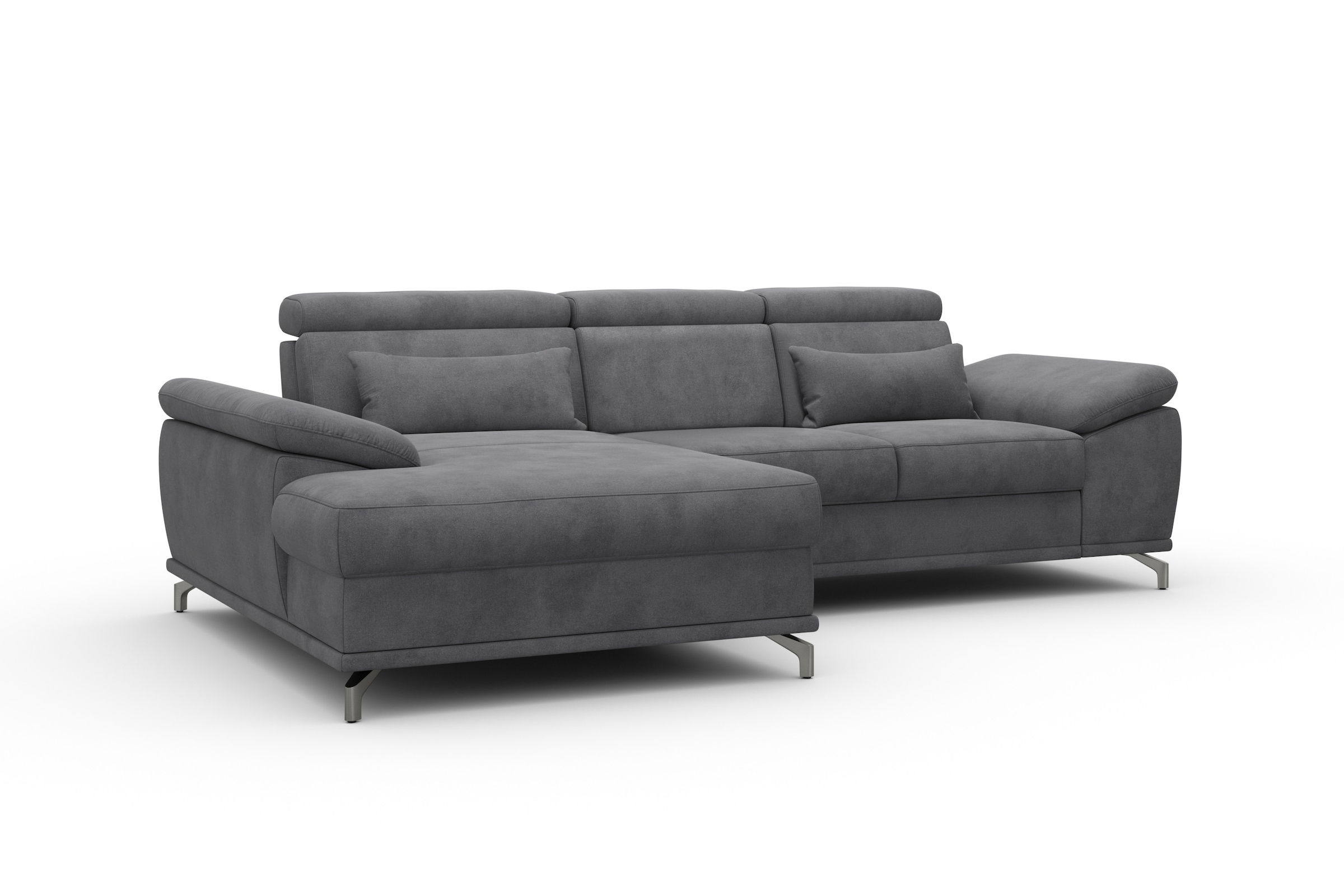 sit&more Ecksofa »Cabrio L-Form, mit Sitztiefenverstellung, Arm- und Kopfteilverstellung«, 2 Nierenkissen, Federkern, optional Bettfunktion und Stauraum