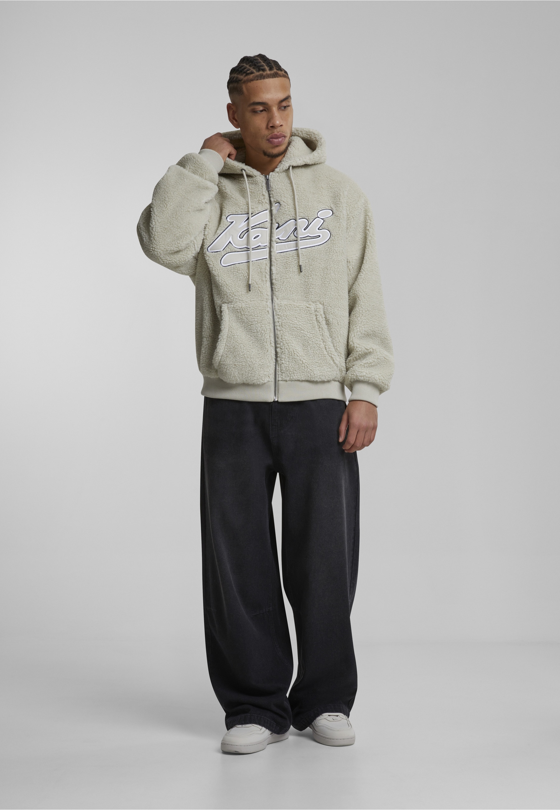 Karl Kani Kapuzenpullover »Karl Kani Herren KM223-001-2 Varsity OS Teddy Zip Hoodie cream« 1 Stk.