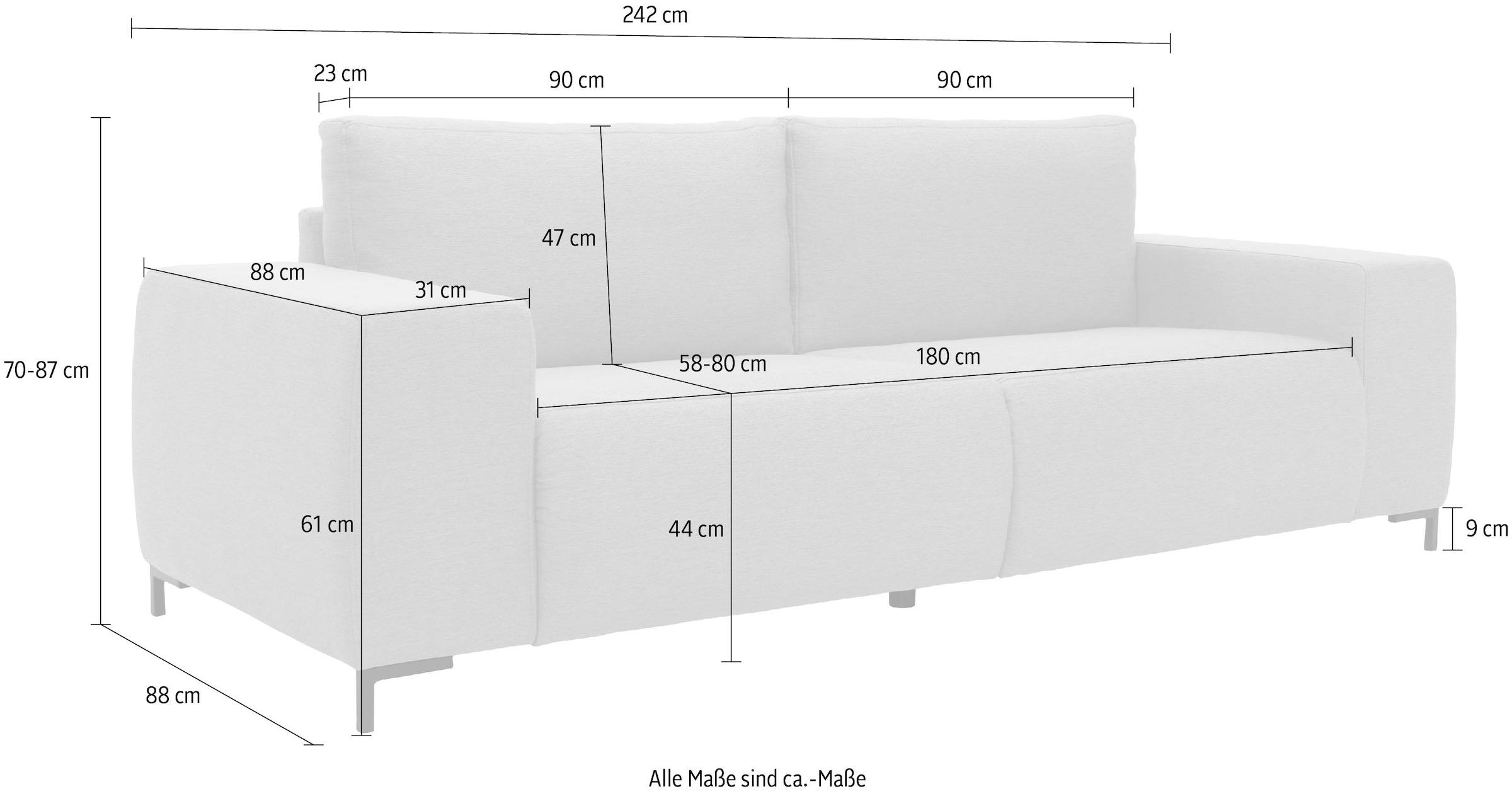 BAUR VI«, by kaufen 2 Wolfgang Joop LOOKS Big-Sofa »Looks | Bezugsqualitäten Linien, gerade in