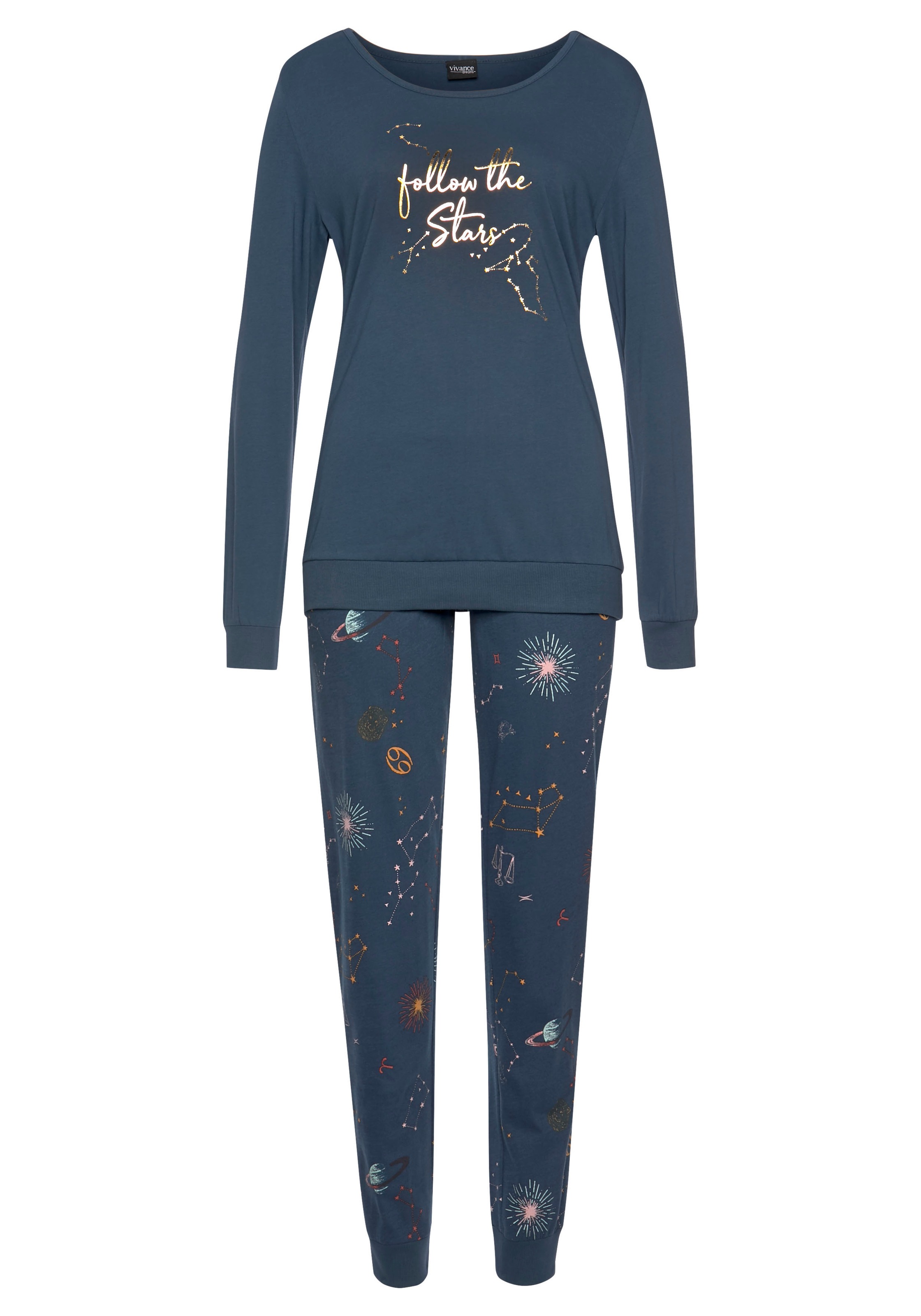 Vivance Dreams Pyjama, (2 tlg.), mit Galaxy-Print günstig online kaufen