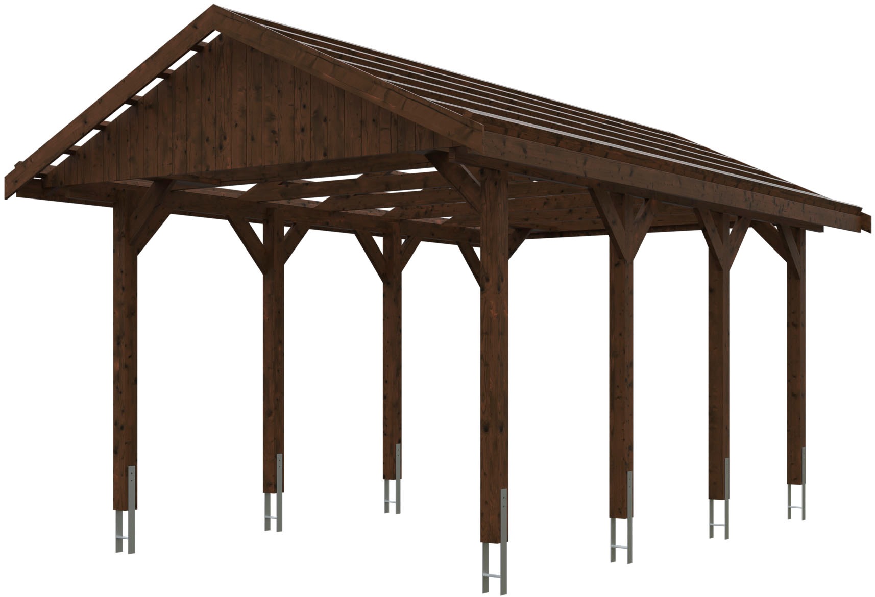 Skanholz Einzelcarport "Wallgau", Nadelholz, 291 cm, Nussbaum, mit Dachlattung