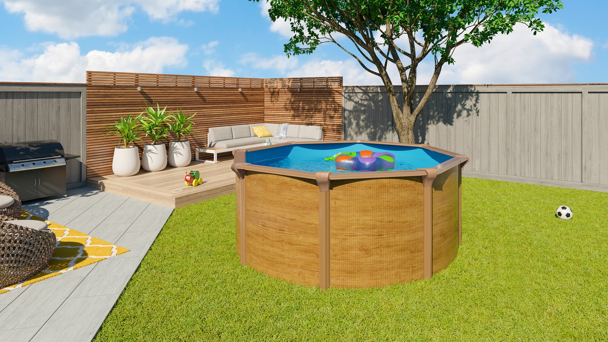 KWAD Rundpool "Green line Evolution" 5,5x1,32 wood Folie in blau, sand oder günstig online kaufen