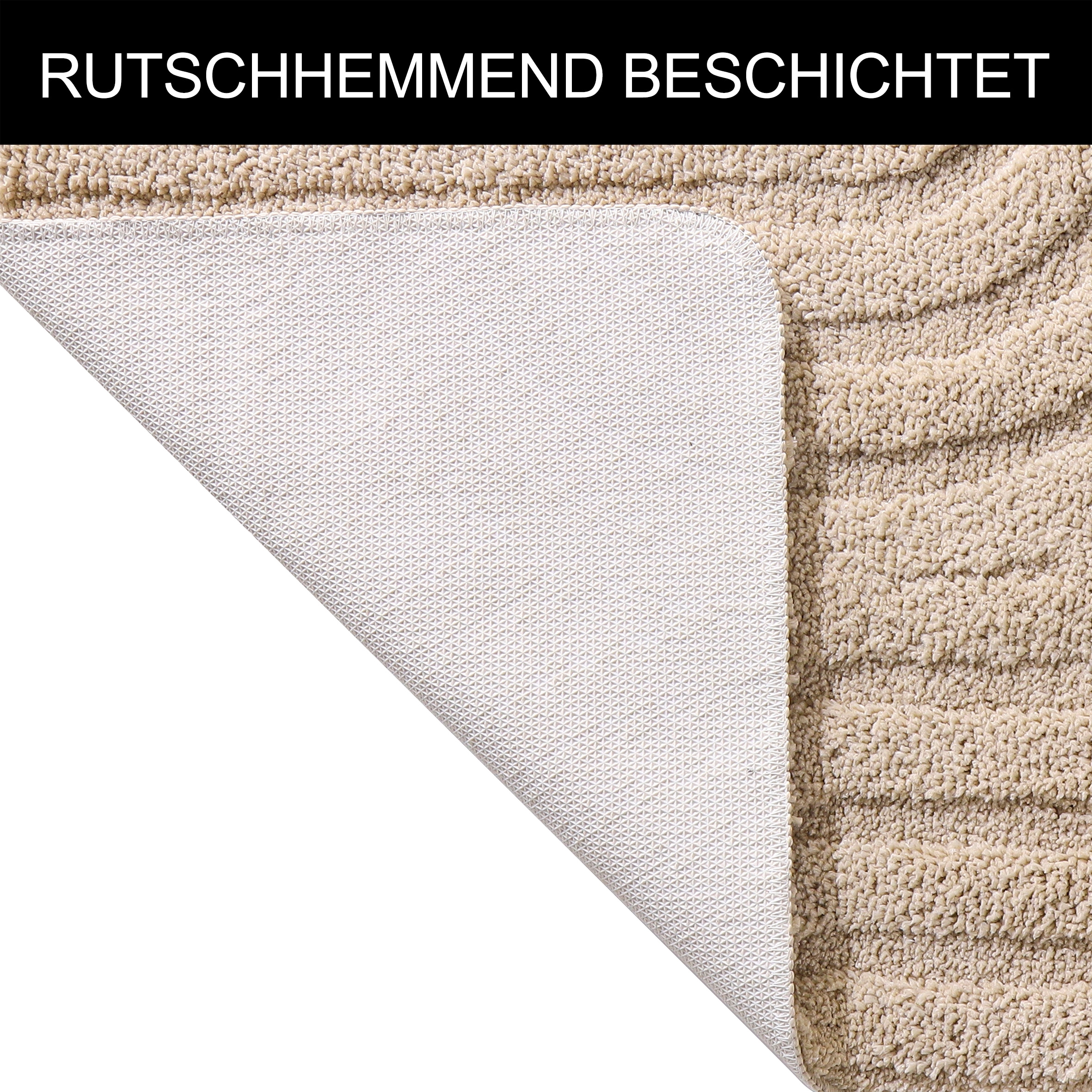 my home Badematte »Sanremo Scandi, Badvorleger, Badezimmer Teppich, Duschvorleger«, rutschhemmend beschichtet, strapazierfähig, Badteppich, Uni Farben, Hoch-Tief-Effekt, modernes Muster, Boho