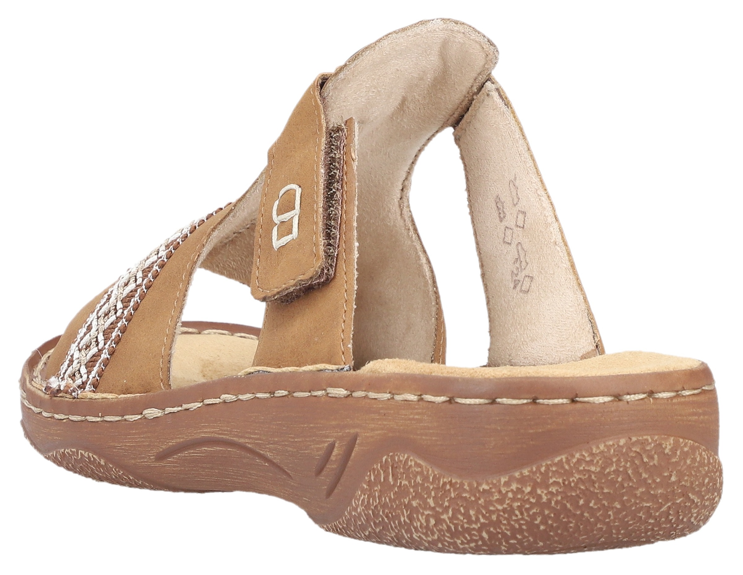 Rieker Pantolette, Sommerschuh, Schlappen, Hausschuh, Urlaubschuh mit Klettverschluss