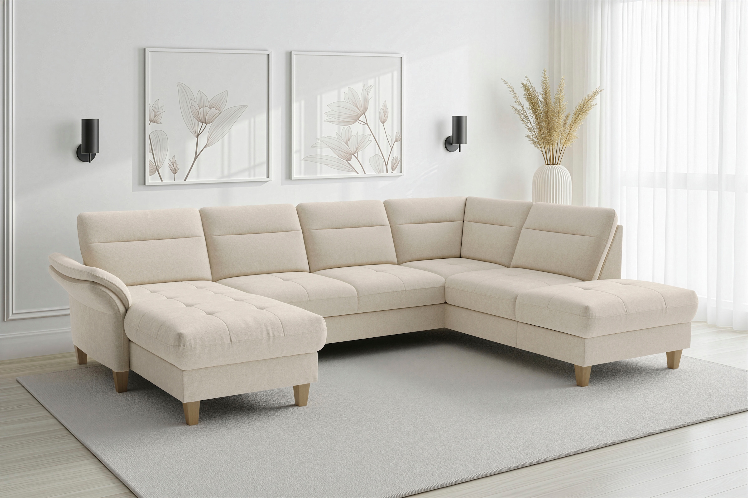 sit&more "Pamela U-Form, B: 292 cm, optional Schlaffunktion & Bettkasten" mit Federkern