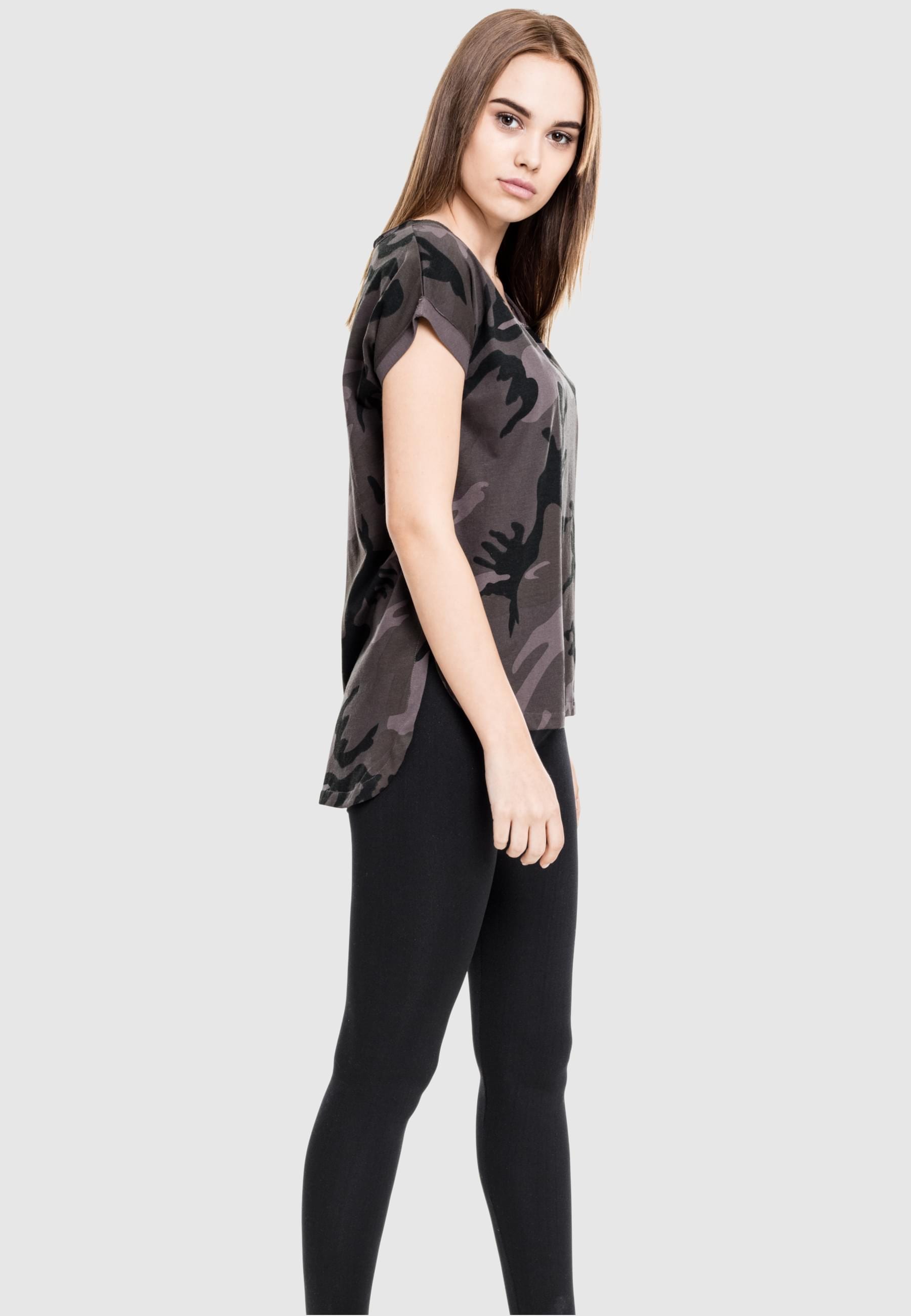 URBAN CLASSICS T-Shirt »Urban Classics Damen Ladies Camo Back Shaped Tee«, (1 tlg.)