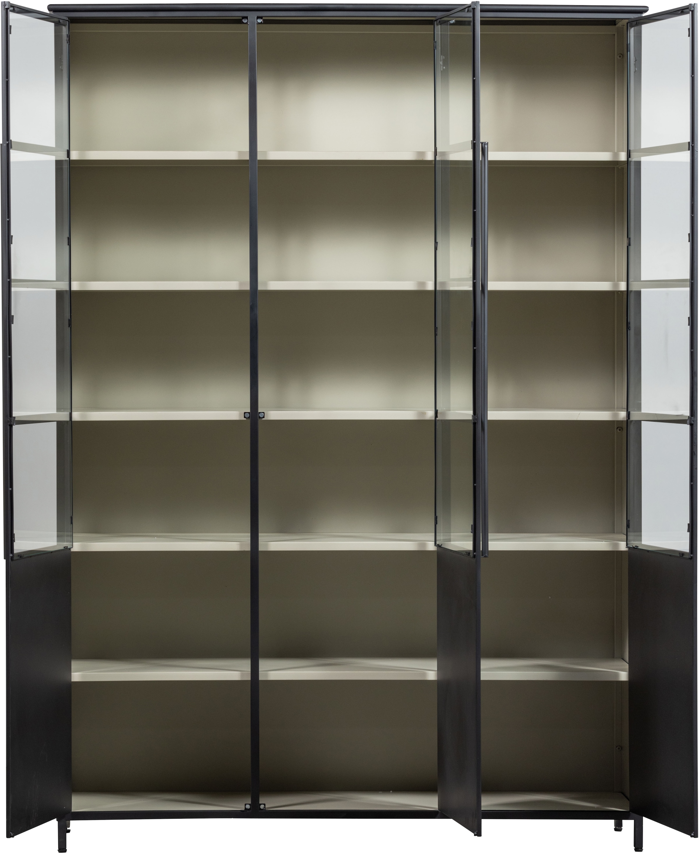 WOOOD Vitrine »WOOOD EXHIBIT XL 3-TÜRIG VITRINE SCHRANK METALL SCHWARZ« Ausstellungsvitrine Exhibit aus mattem Metall bietet 5 stabile Böden