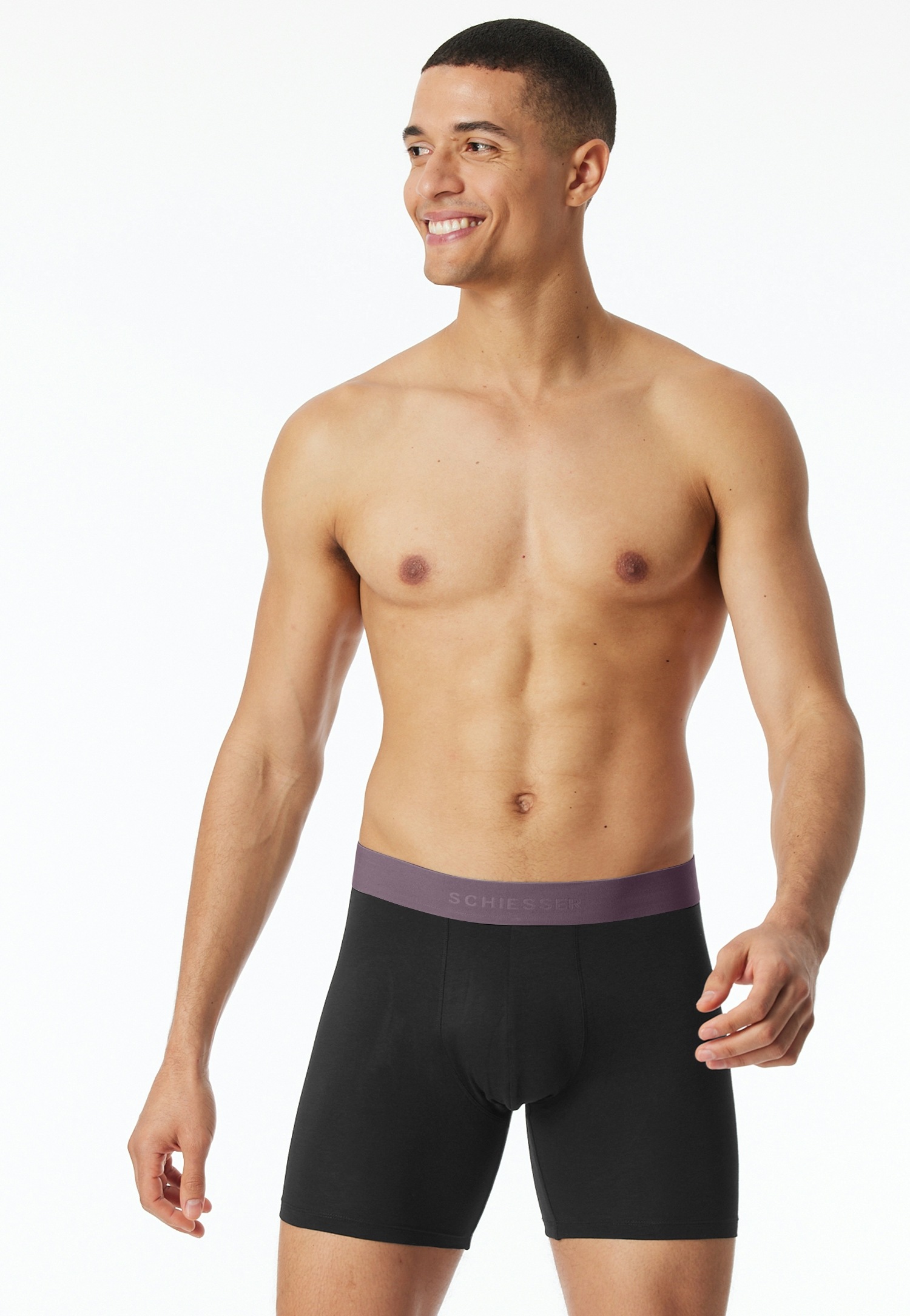 Thumbnail - Schiesser Lange Unterhose "95/5 Multipacks" 2er Pack, mit farblich abgesetztem, sportlichem Logo-Webgummibund