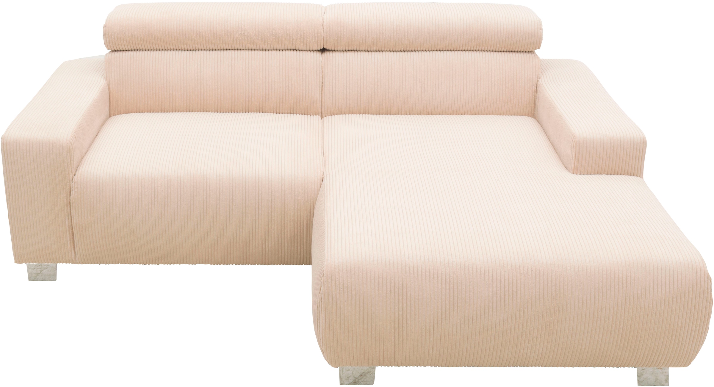 DOMO collection Ecksofa »100030 inkl. Kopfteilverstellung, guter Sitzkomfort, Cordbezug, L-Form«, mit komfortabler Wellenunterfederung, ideal für kleine Räume