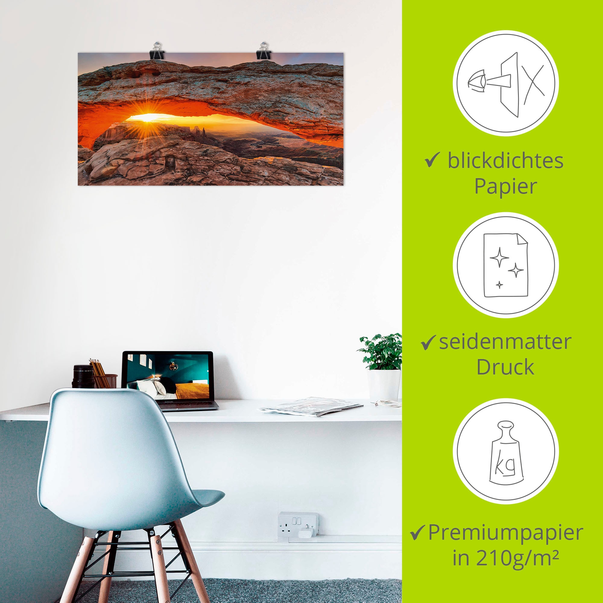 Artland Wandbild »Iconic Mesa Arch«, Felsen, (1 St.), als Alubild, Outdoorbild, Leinwandbild, Poster in verschied. Größen