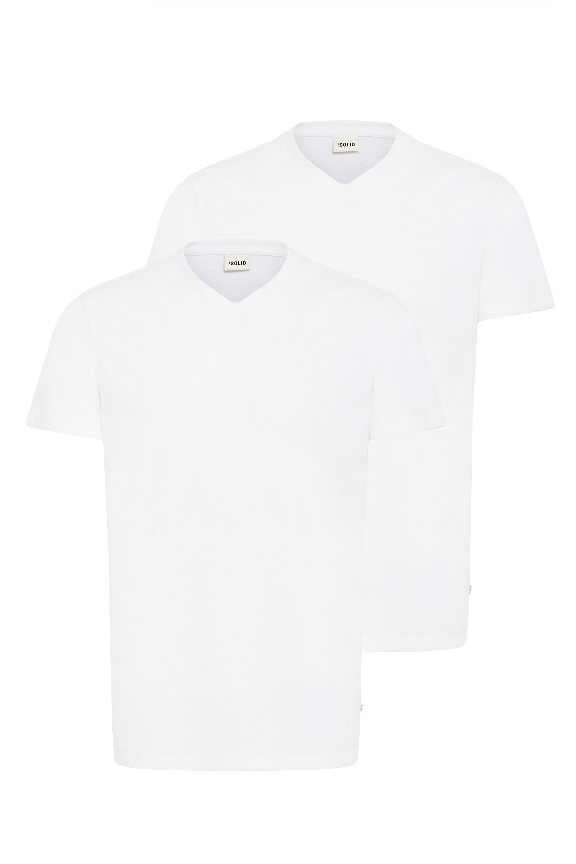 !solid V-Shirt SOLID "V-Shirt SDODILIAN", Herren, Gr. L, weiß (weiß, weiß), Obermaterial: 50% Baumwolle CO. 50% Polyester PES., Shirts