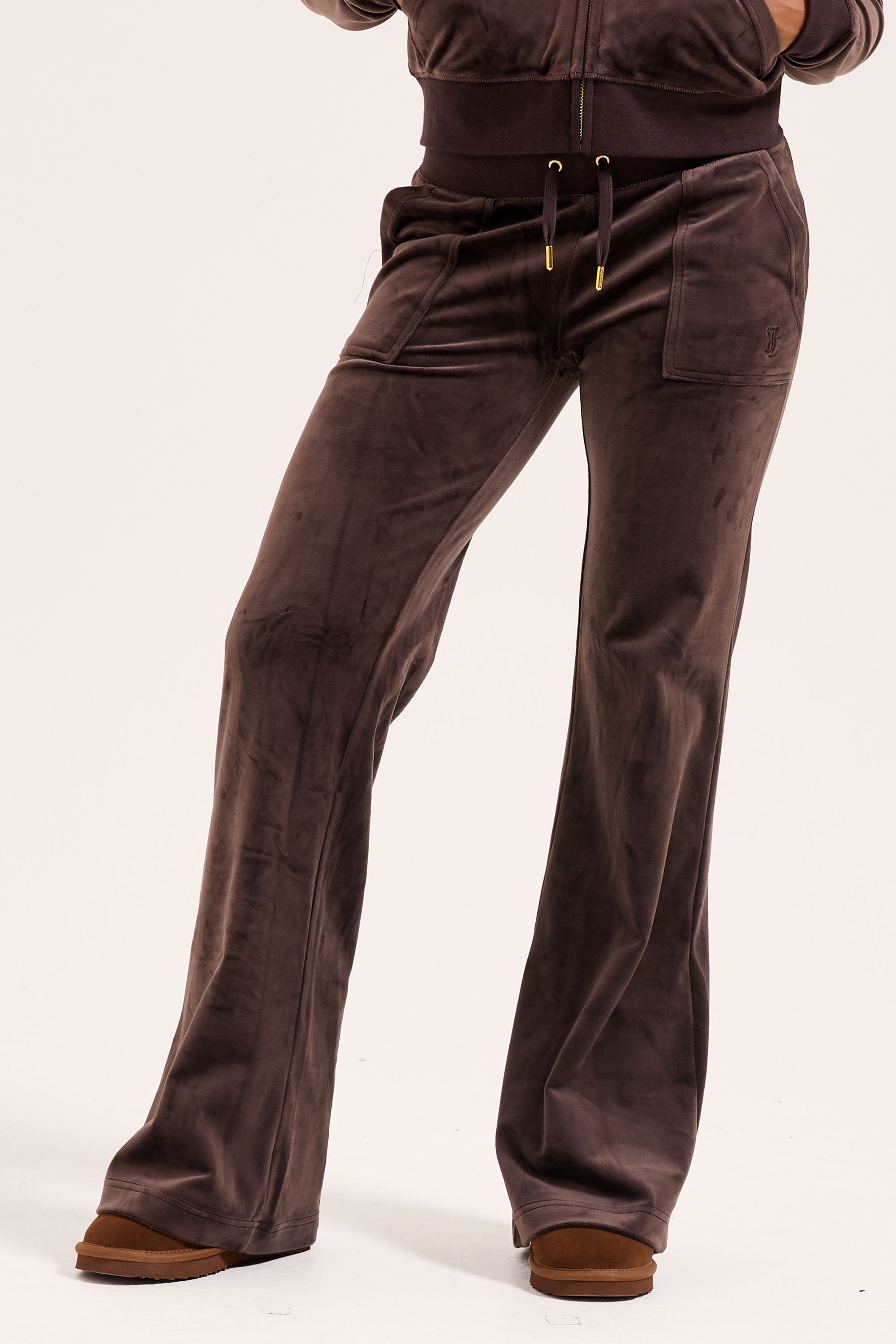 Juicy Couture Sweathose »LAYLA LOW RISE POCKET GOLD HARDWARE PANT Damen«  Trainingshose Damen, Sweathose, Velour, Jogginghose mit Glitzer, Sale