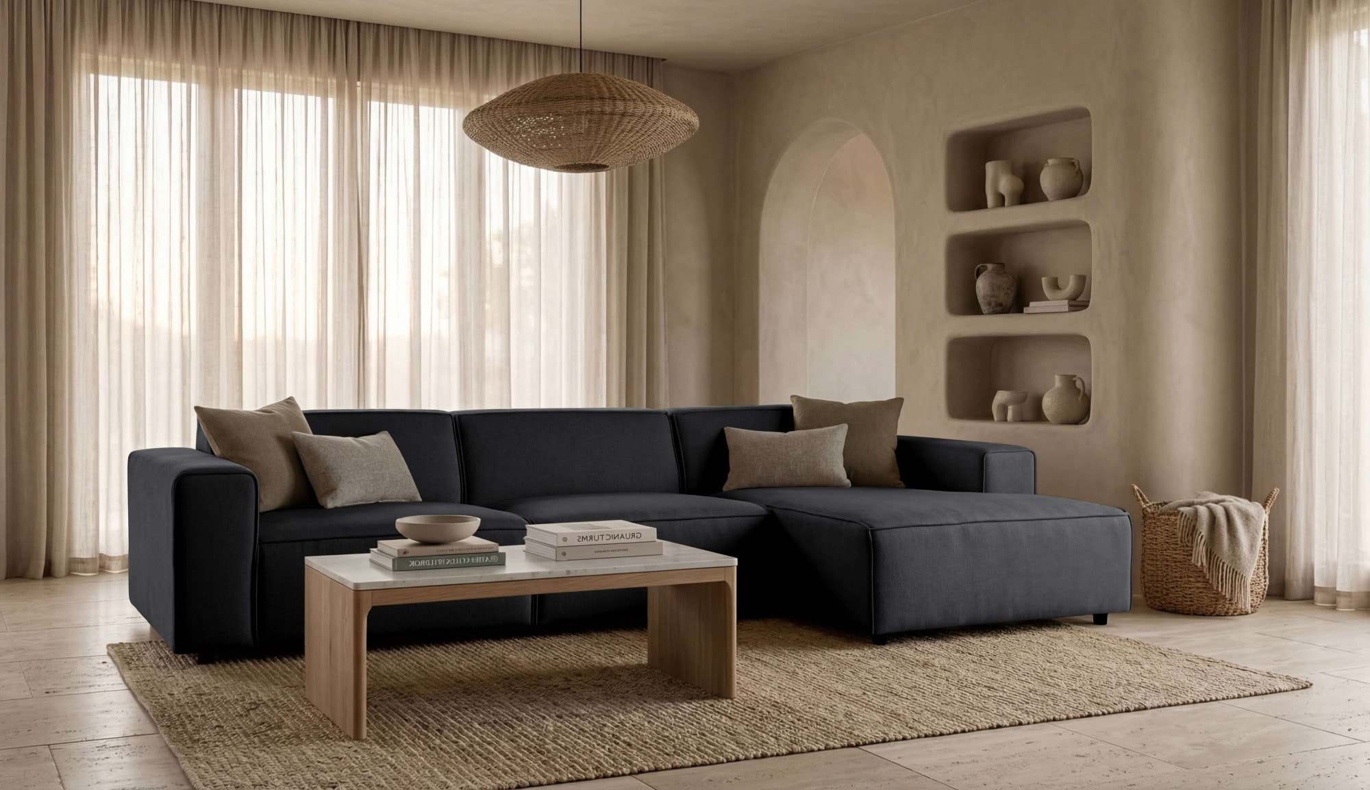 OTTO home Ecksofa "Jorrena, extra weicher Chenille-Stoff" L-Form, 3 Komfortstufen, Breite 316 cm, mit Wellenunterfederung