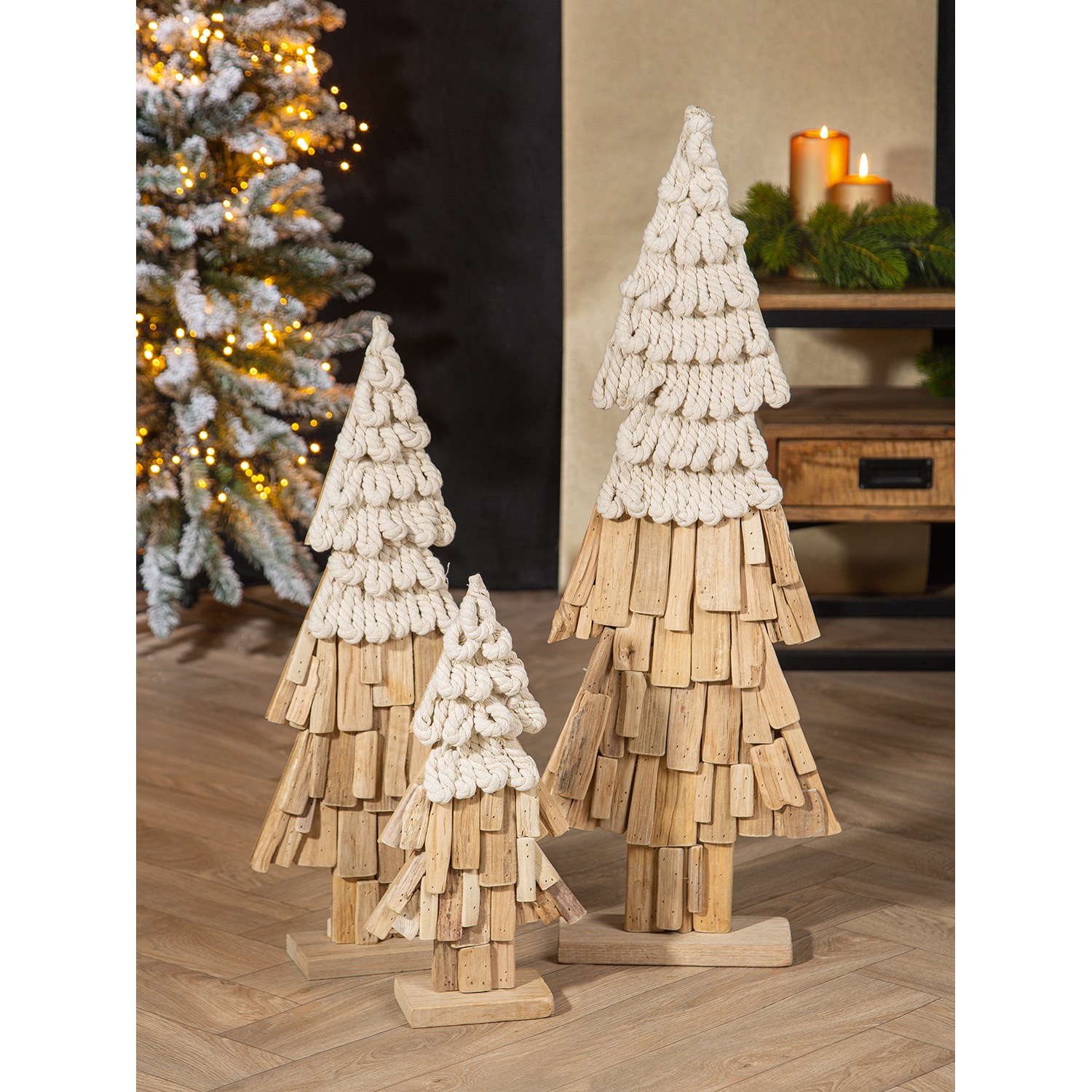 GILDE Dekobaum »Standrelief Corda«, Tannenbaum Holz naturfarben, BxH: 30x80 cm