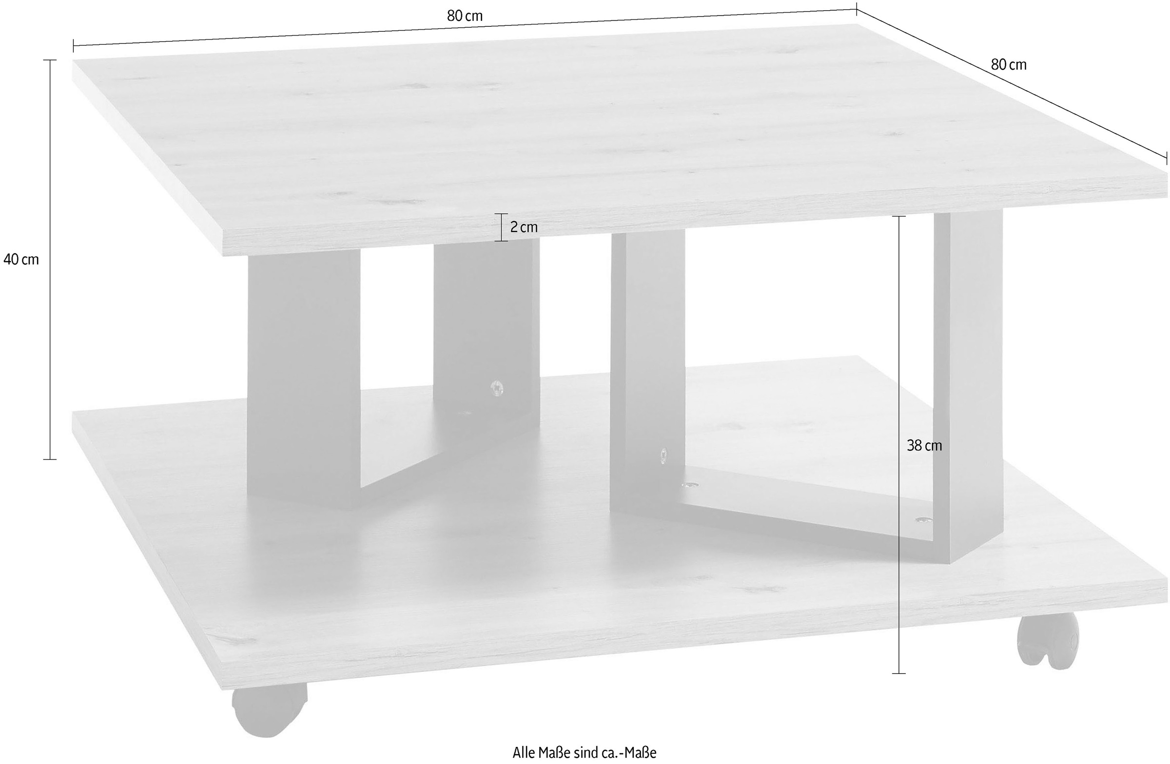 Stolkom Couchtisch »Zera«, rollbar, Tisch in Eiche Artisan Dekor