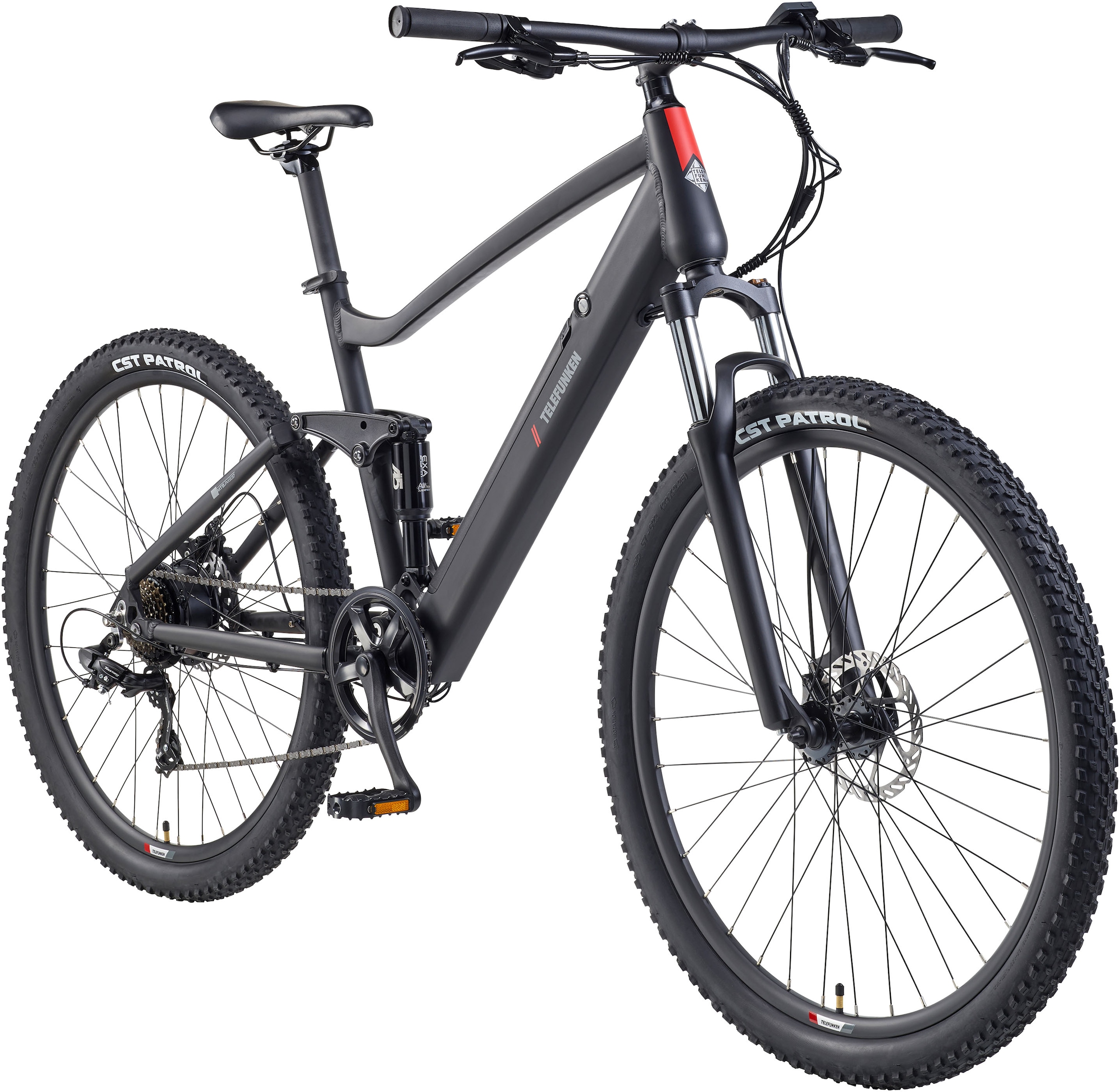 E-Bike TELEFUNKEN "Aufsteiger M937" Gr. 48, schwarz (schwarz, schwarz), Elektrofahrräder, 48cm, 29 Zoll (73,66cm), Pedelec, Elektrofahrrad, Damen u. H