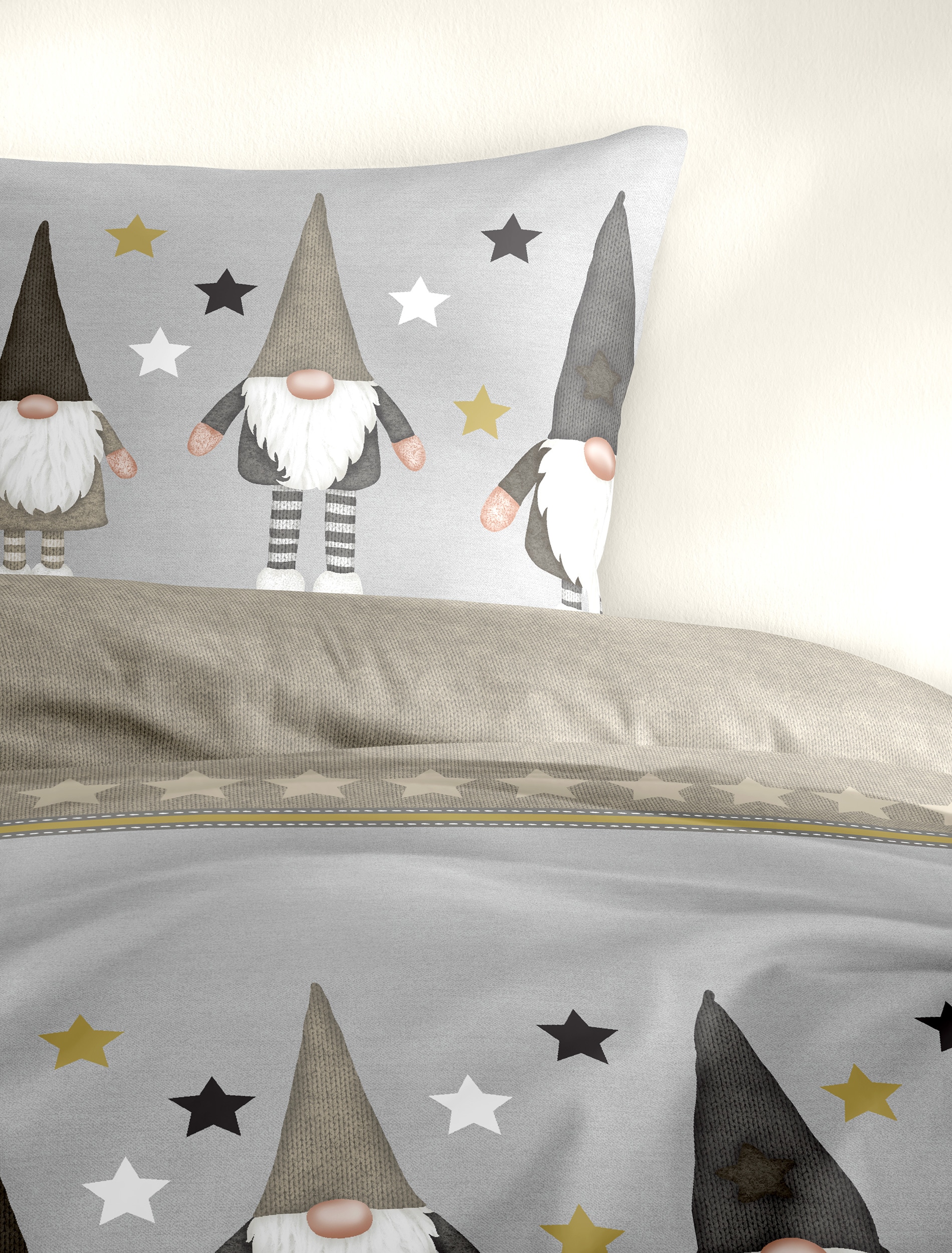 BIERBAUM Bettwäsche »4104« 2 Stk. tlg. Mako-Satin und Biber, 100% Baumwolle, pflegeleicht, kuschelig weich