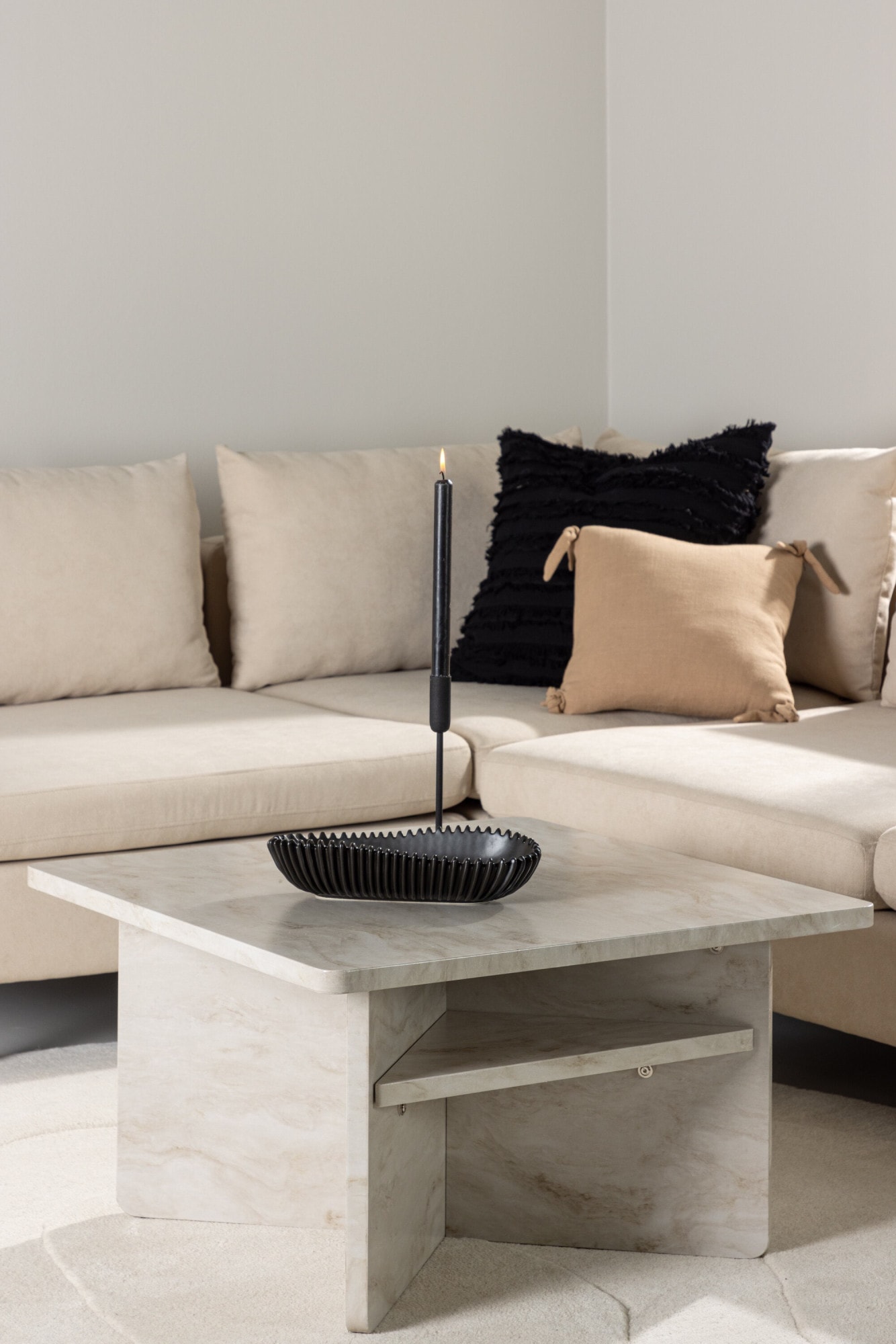 Venture Home Couchtisch »Ålesund, Couchtisch 75 × 75 × 42 cm in beiger Marmoroptik, edel« Sofatisch, MDF, quadratisch, marmoroptik, kompakt, edel