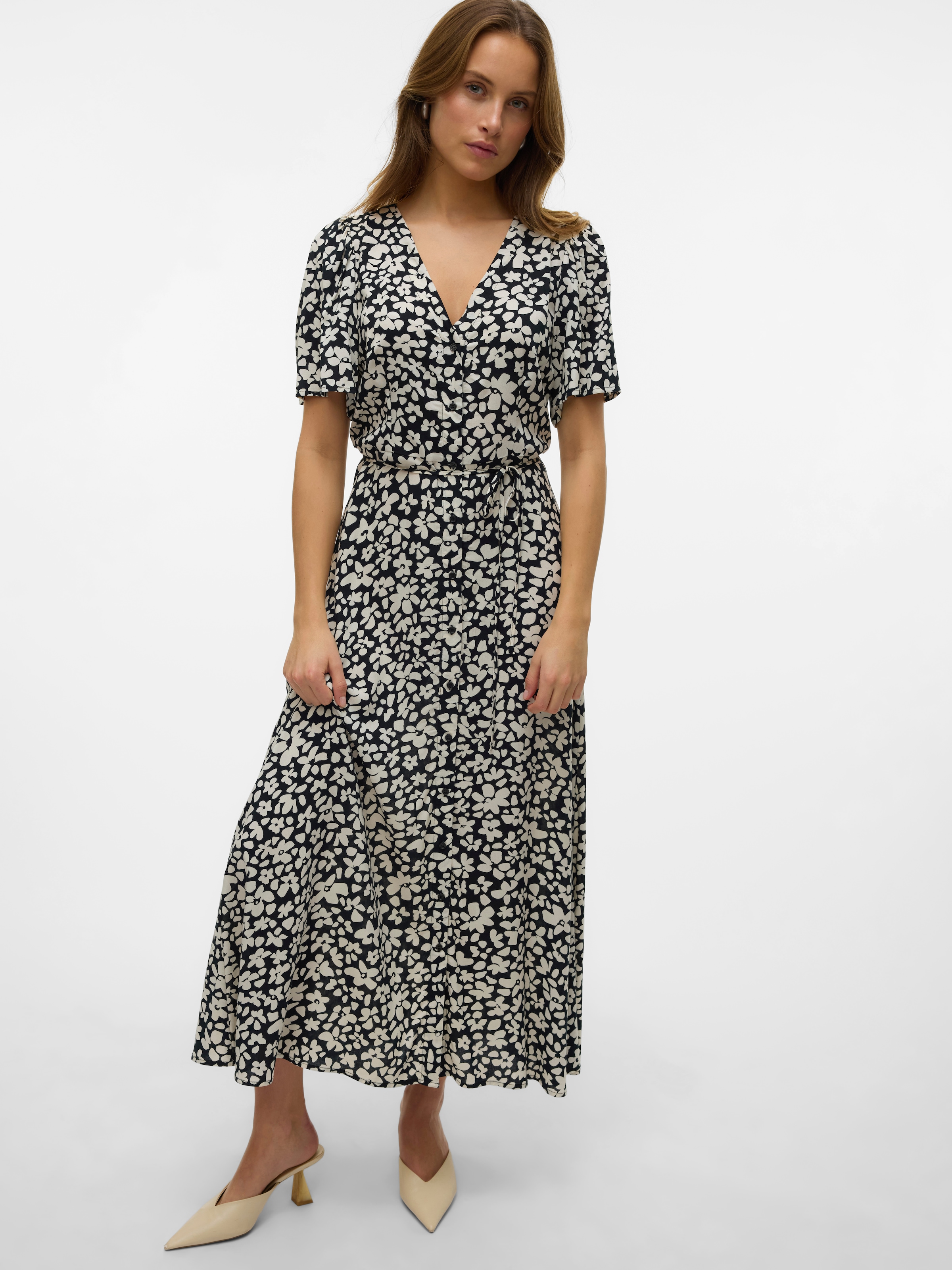 Vero Moda Sommerkleid »VMALBA SS CALF DRESS WVN GA NOOS«