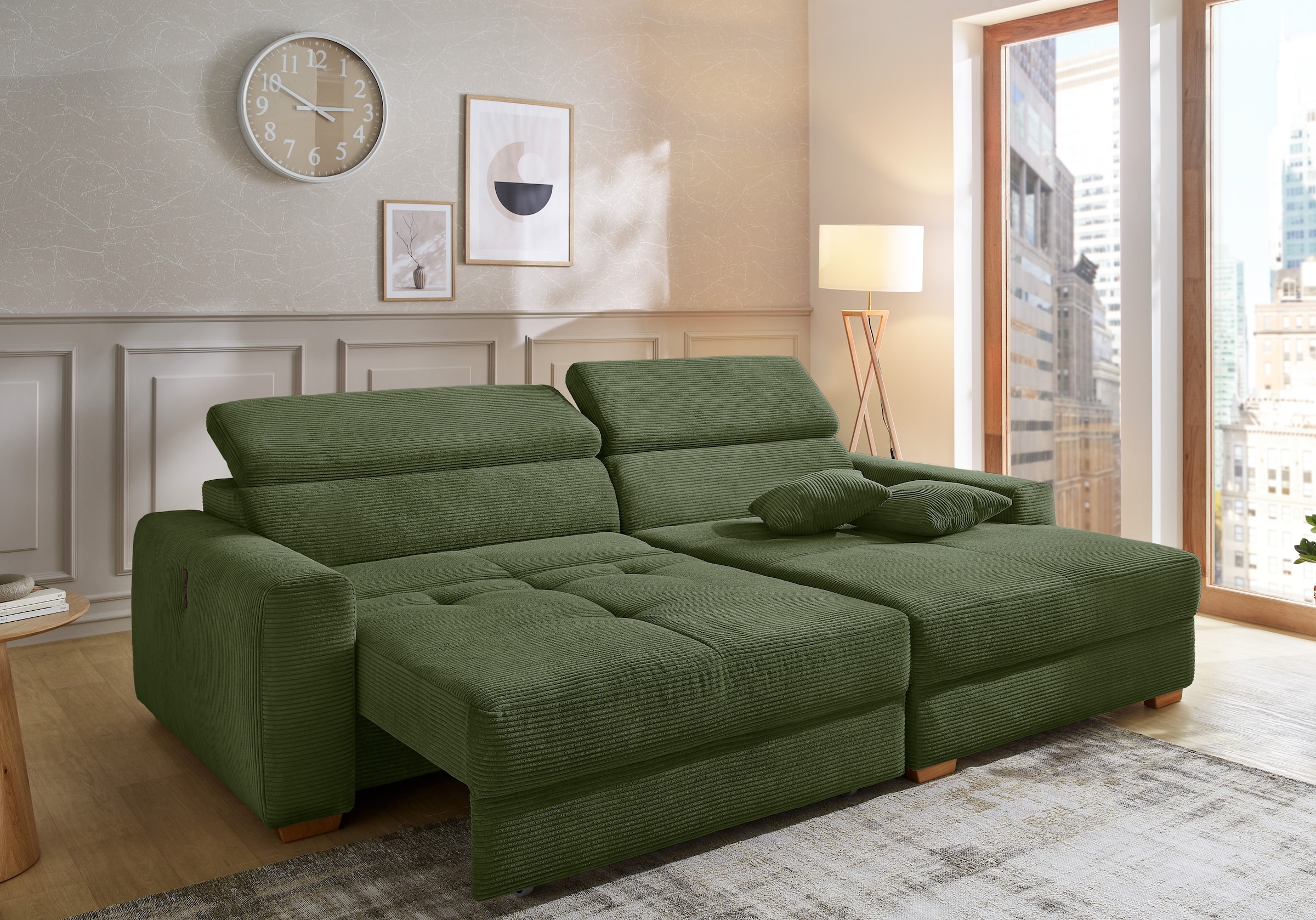 Jockenhöfer Gruppe Ecksofa »Slider, L-Form, 140kg Belastbarkeit«, elektromotorische Sitztiefenverstellung,USB-Ladeports,mit Kopfstützen