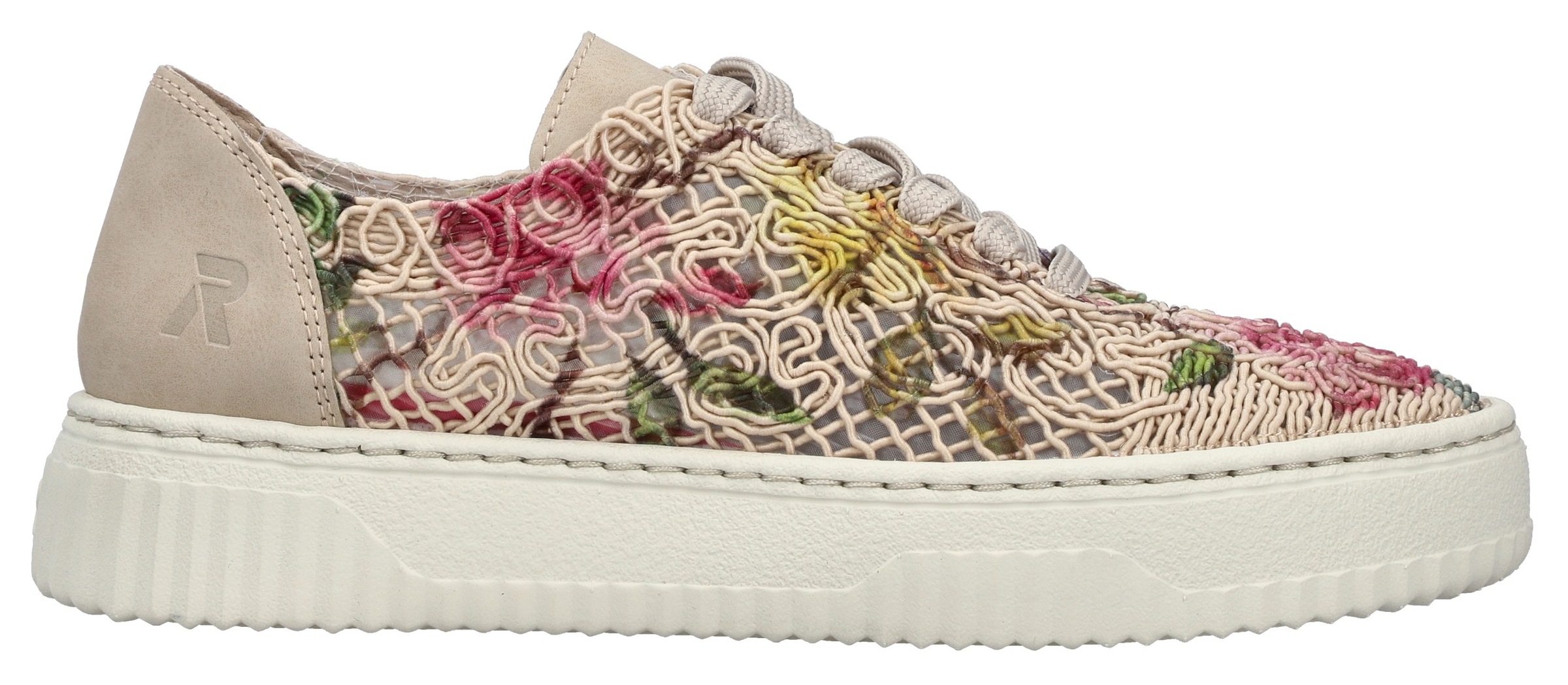 Plateausneaker RIEKER, Herren, Gr. 40, beige multicolor, Nubuklederimitat, Textil, Schuhe Plateausneaker, Schnürschuh, Halbschuh in veganer Verarbeitung 2