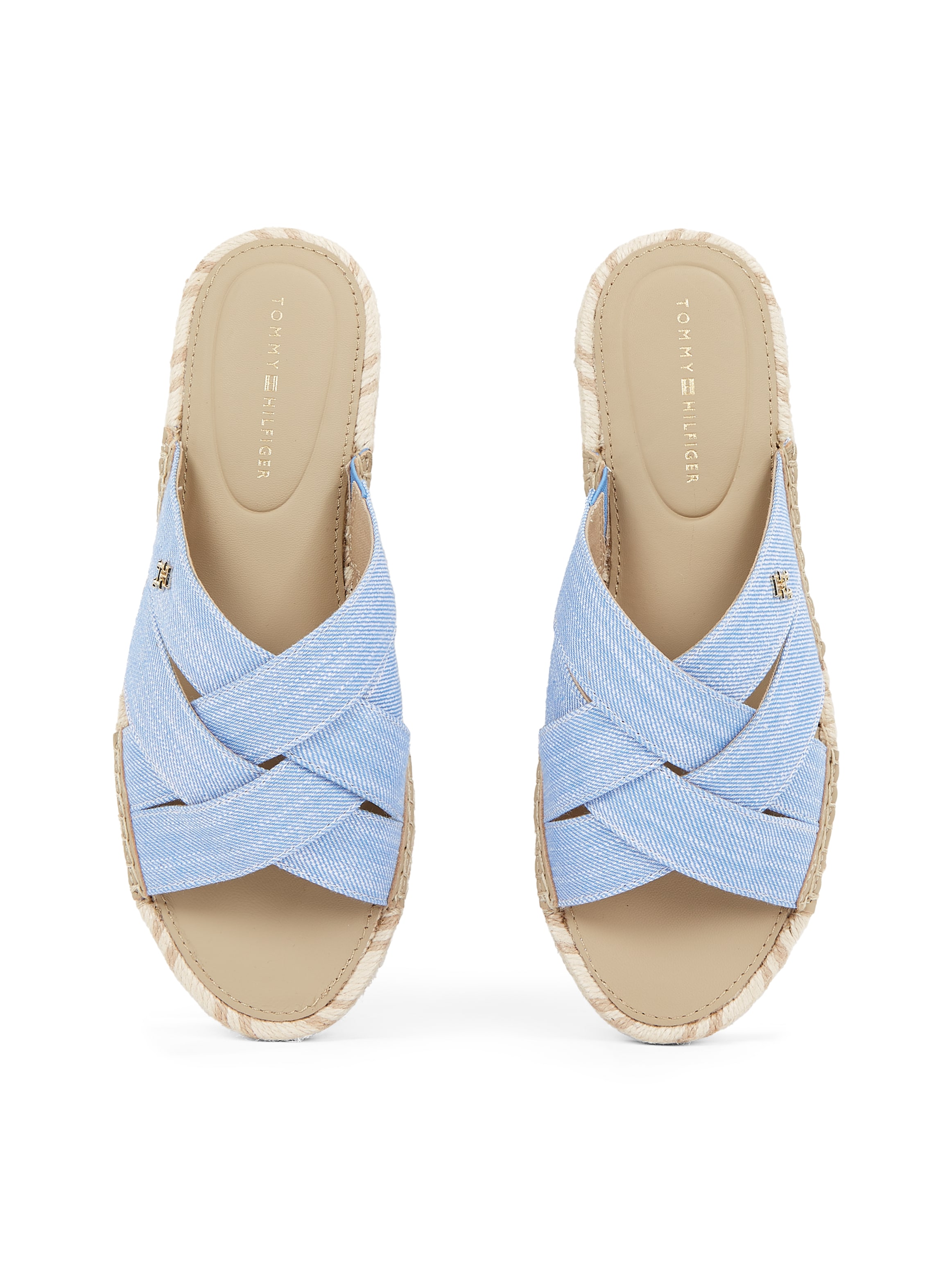 Tommy Hilfiger Pantolette »CHAMBRAY ESPADRILLE MULE«, Plateau, Sommermode, Flats, Schlüpfschuh mit Bandagen in Flechtoptik